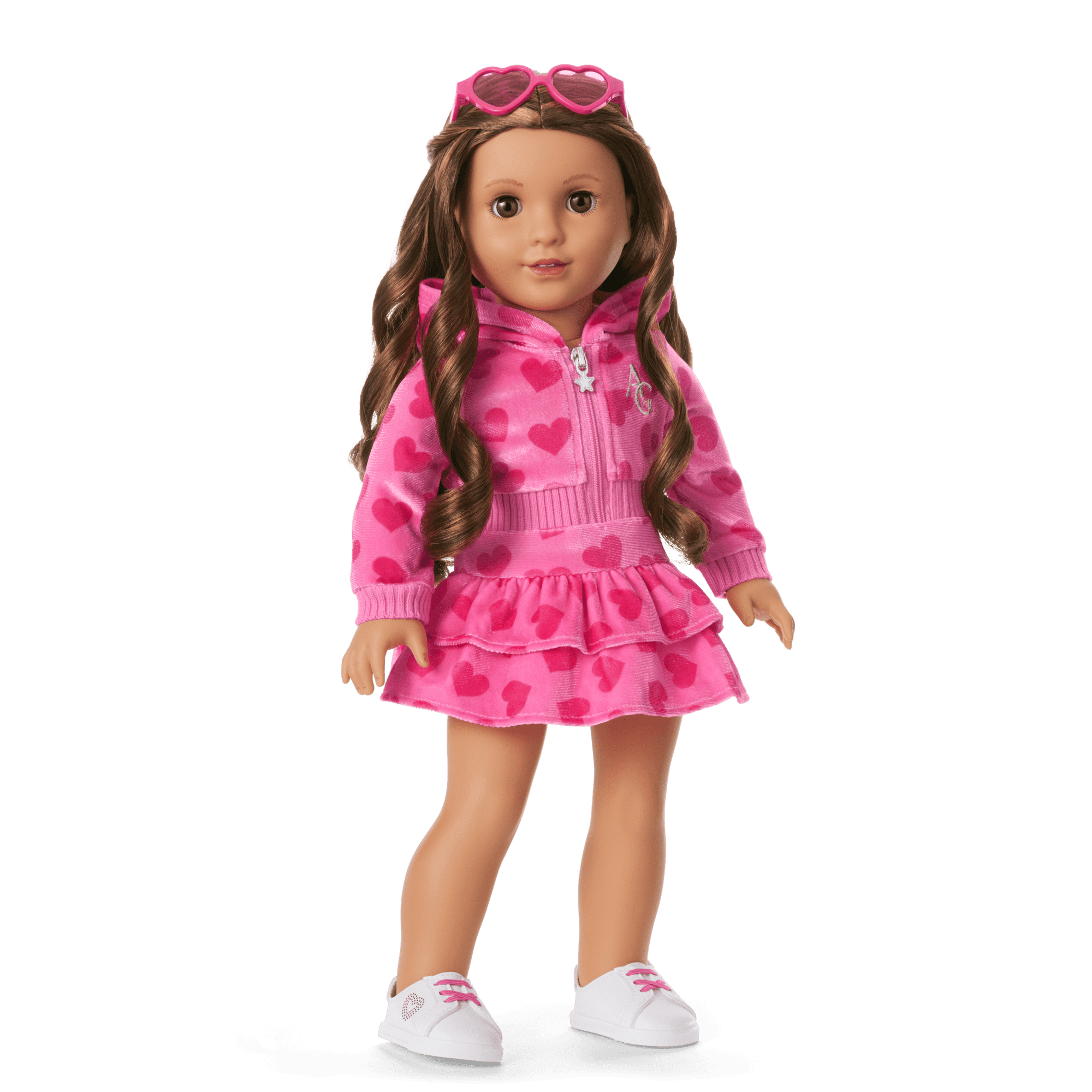 Pink Hearts Hoodie Dress for 18-inch Dolls Pink Hearts Hoodie Dress for 18-inch Dolls