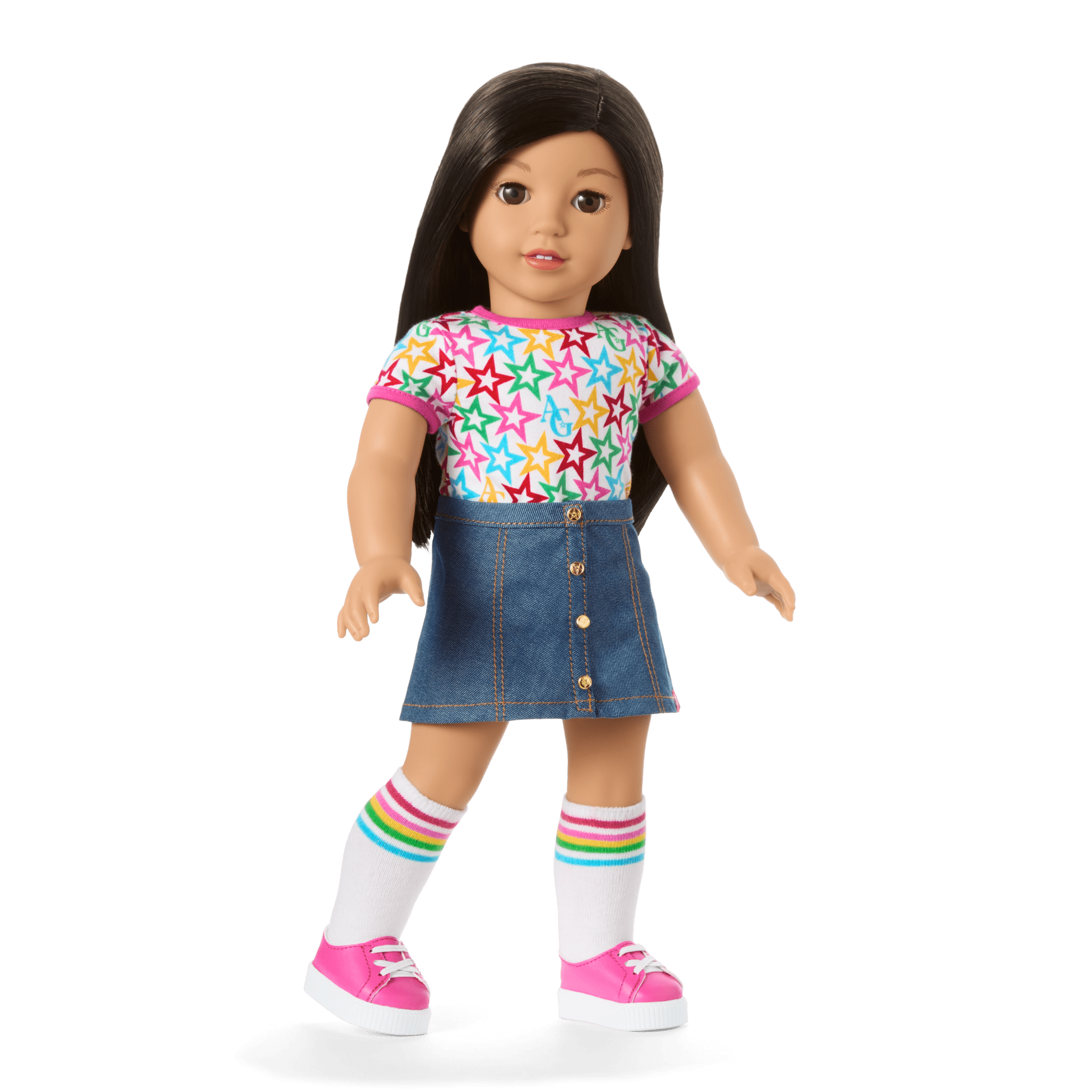Truly Me™ 18-inch Doll #124 with straight black-brown hair