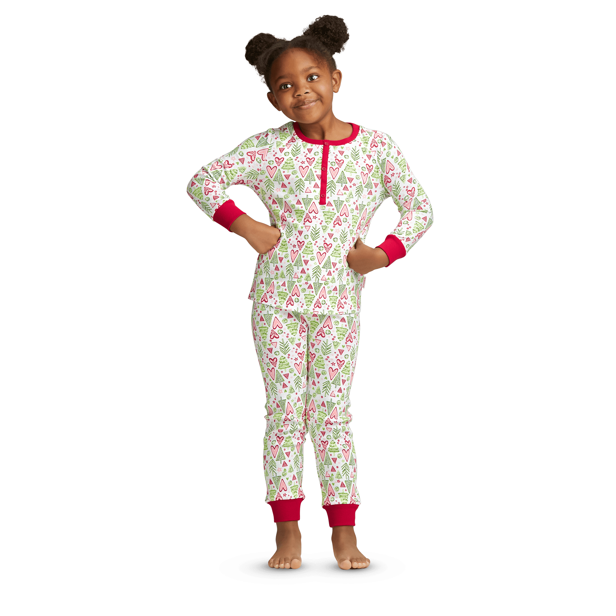 Hearts & Pines Holiday PJs for Little Girls