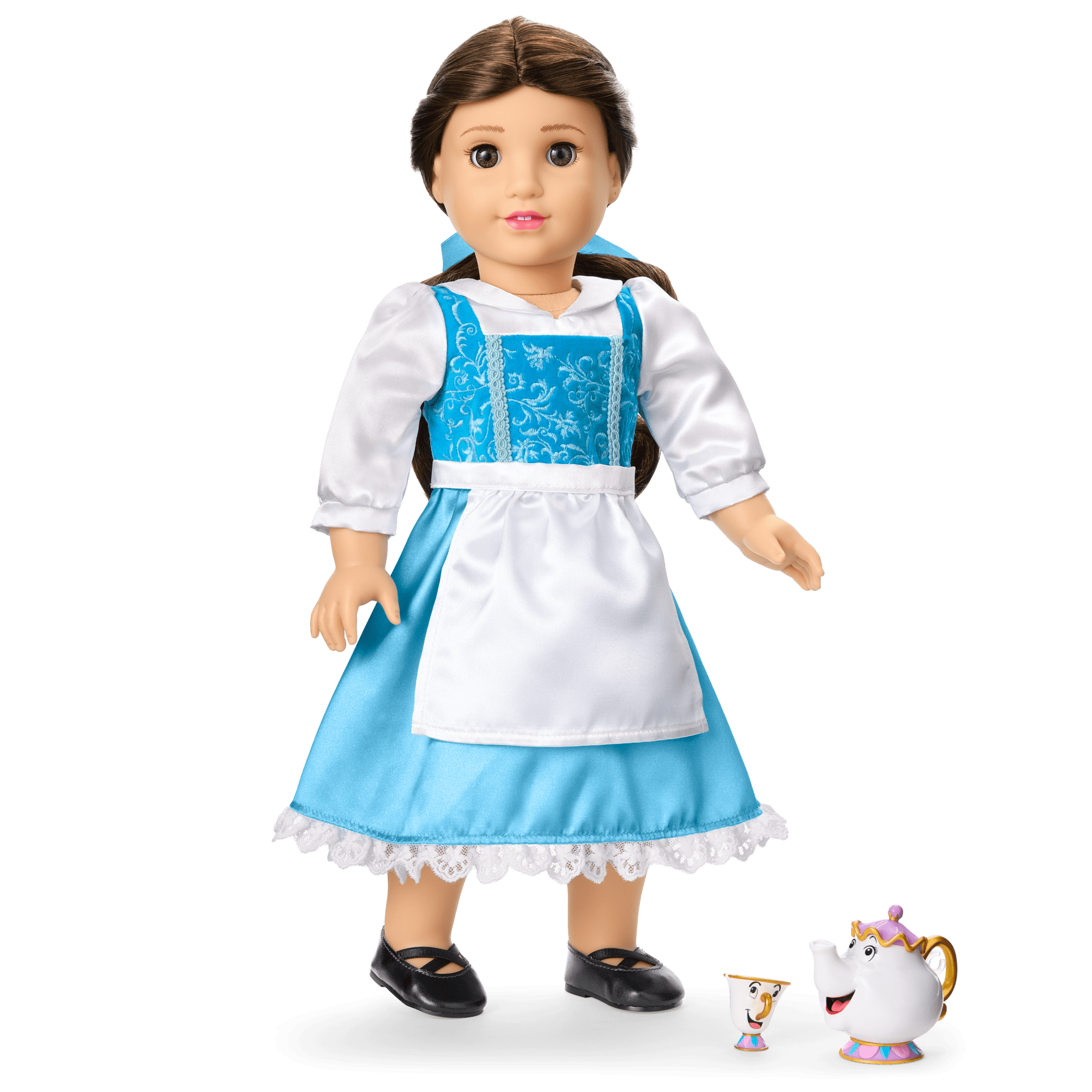 Disney Princess Belle Enchanted Castle Dining Set, Blue Dress & Friends Bundle for 18-inch Dolls