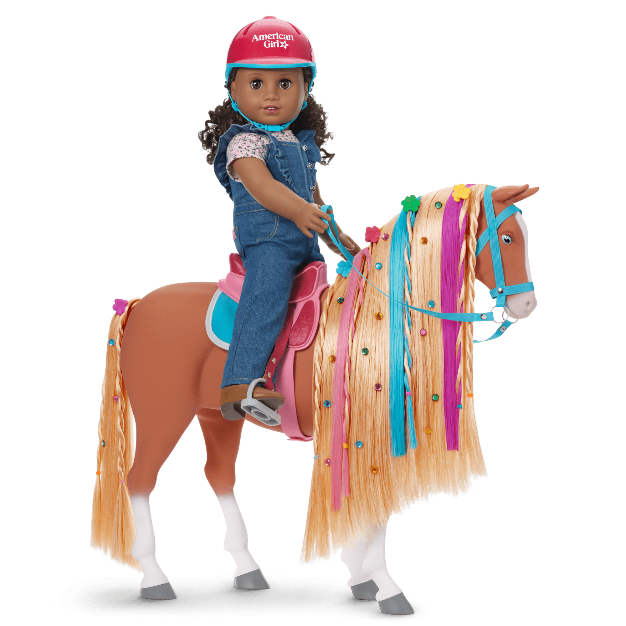 Chestnut Charm Horse & Western Flowers Denim Jumpsuit for 18-inch Dolls