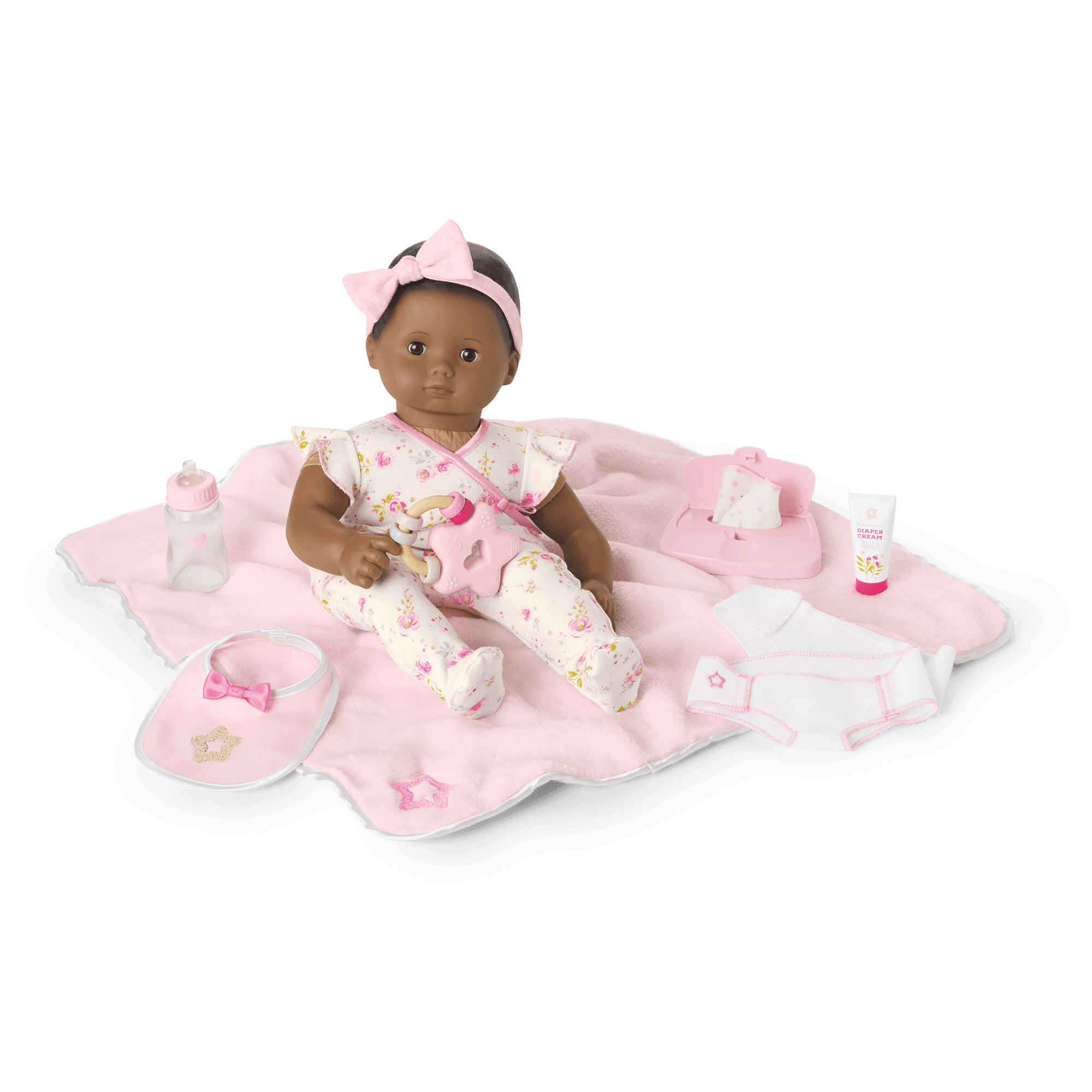 Bitty Baby Doll 5 with Brown Hair Care Play Set