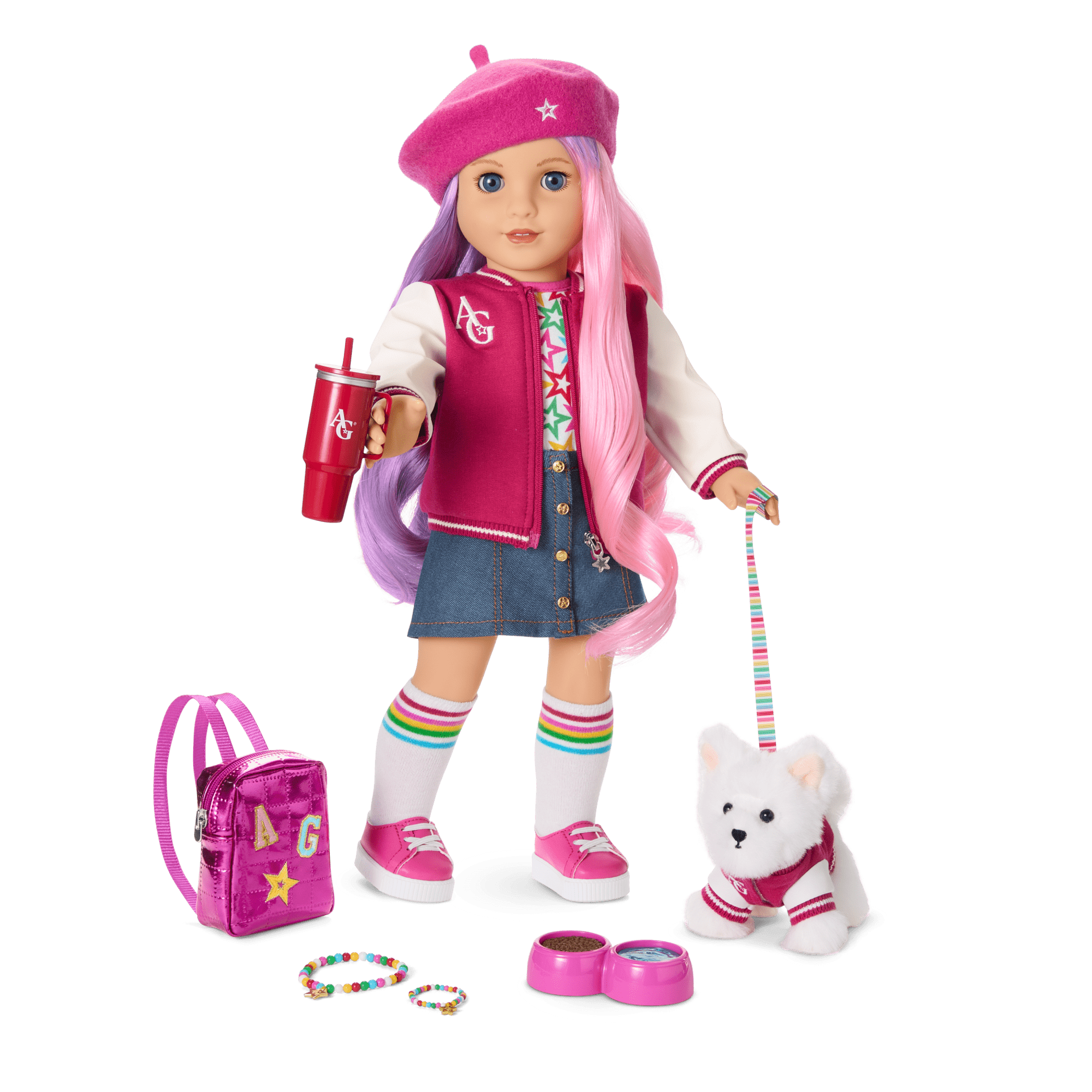 Truly Me™ 18-inch Doll #116 with wavy purple-and-pink hair
