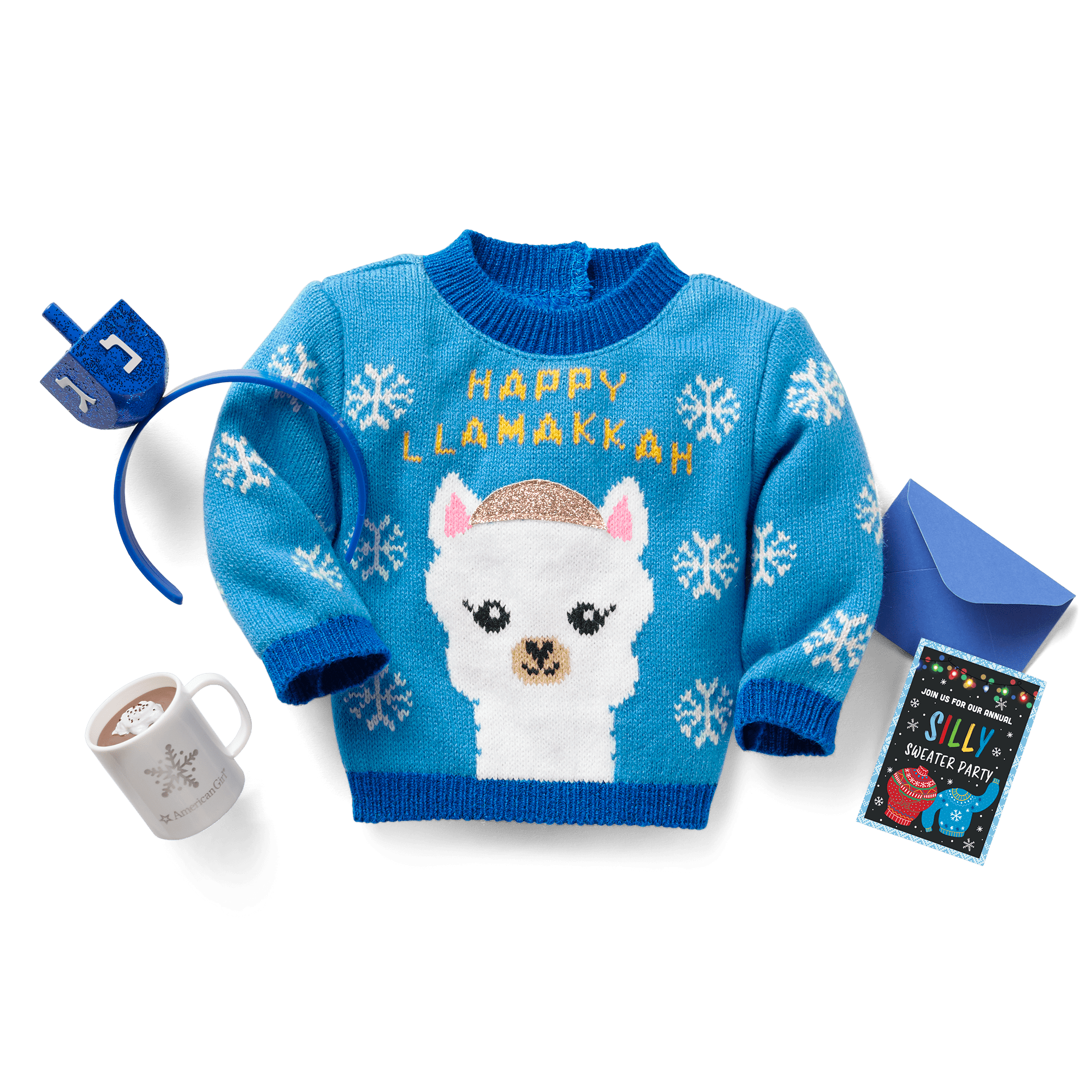 Silly Hanukkah Sweater for 18-inch Dolls