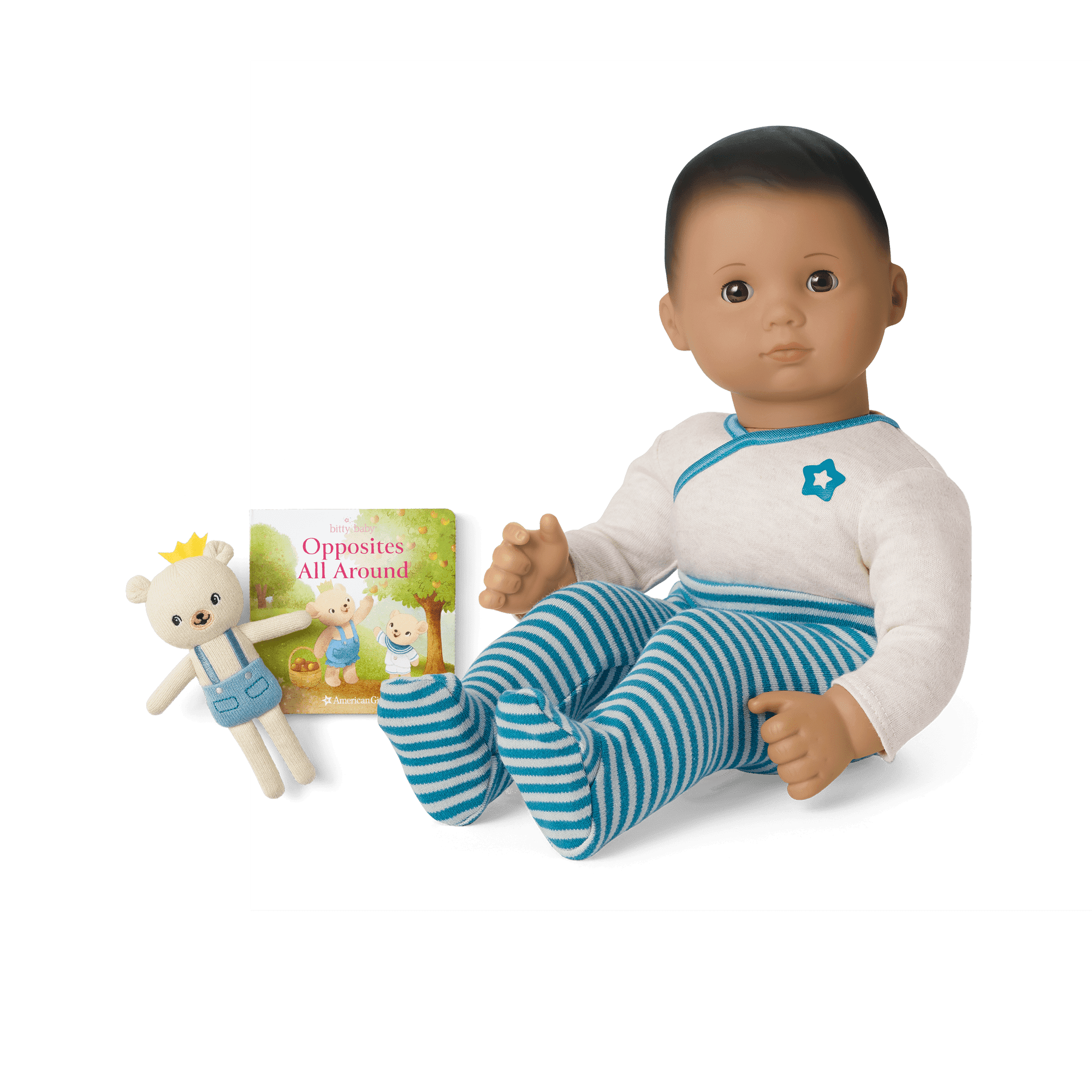 Bitty Baby® Doll #5 in Soft Blue + Bear Friend & Board Book