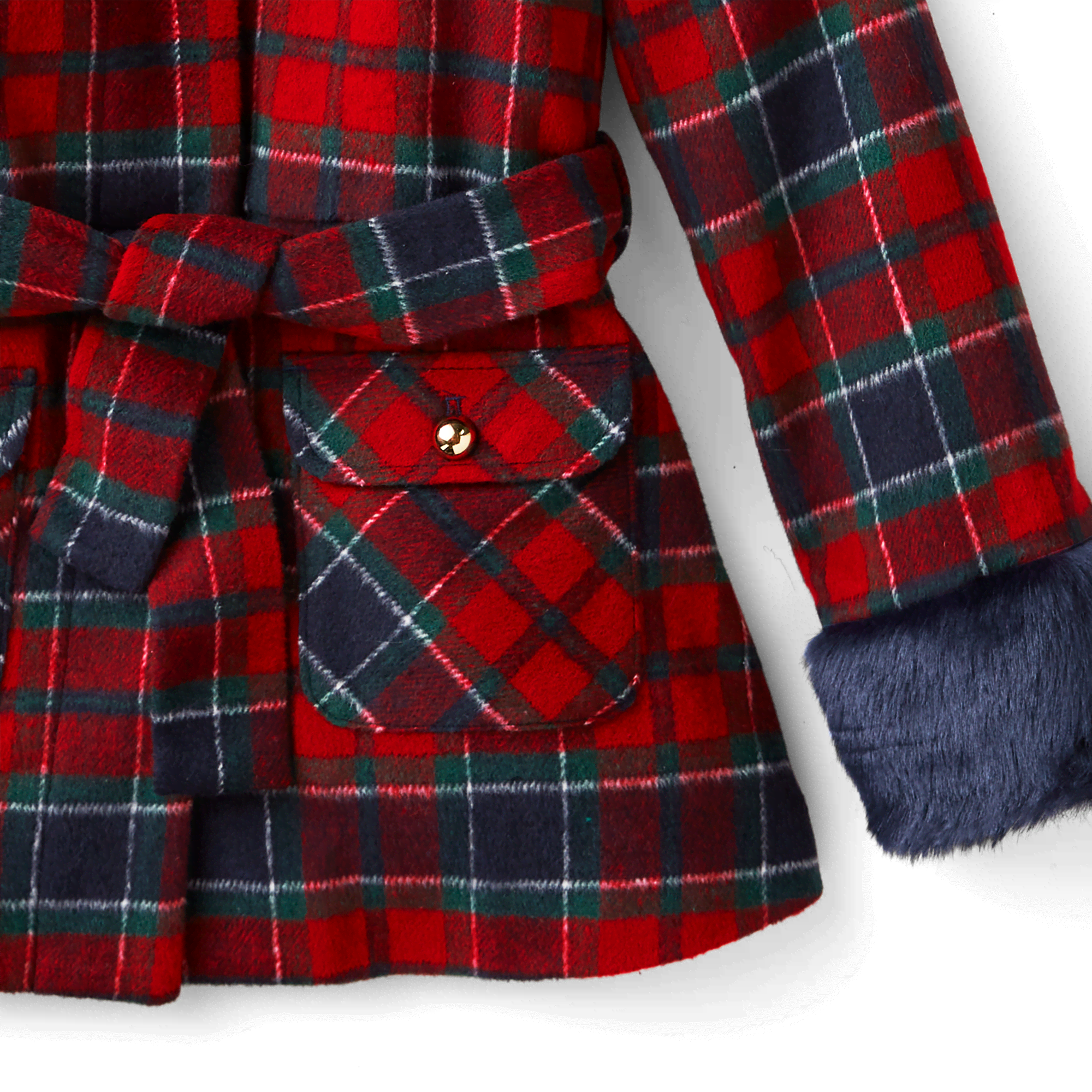 American Girl® x Janie and Jack Fur-Trim Plaid Coat for Girls