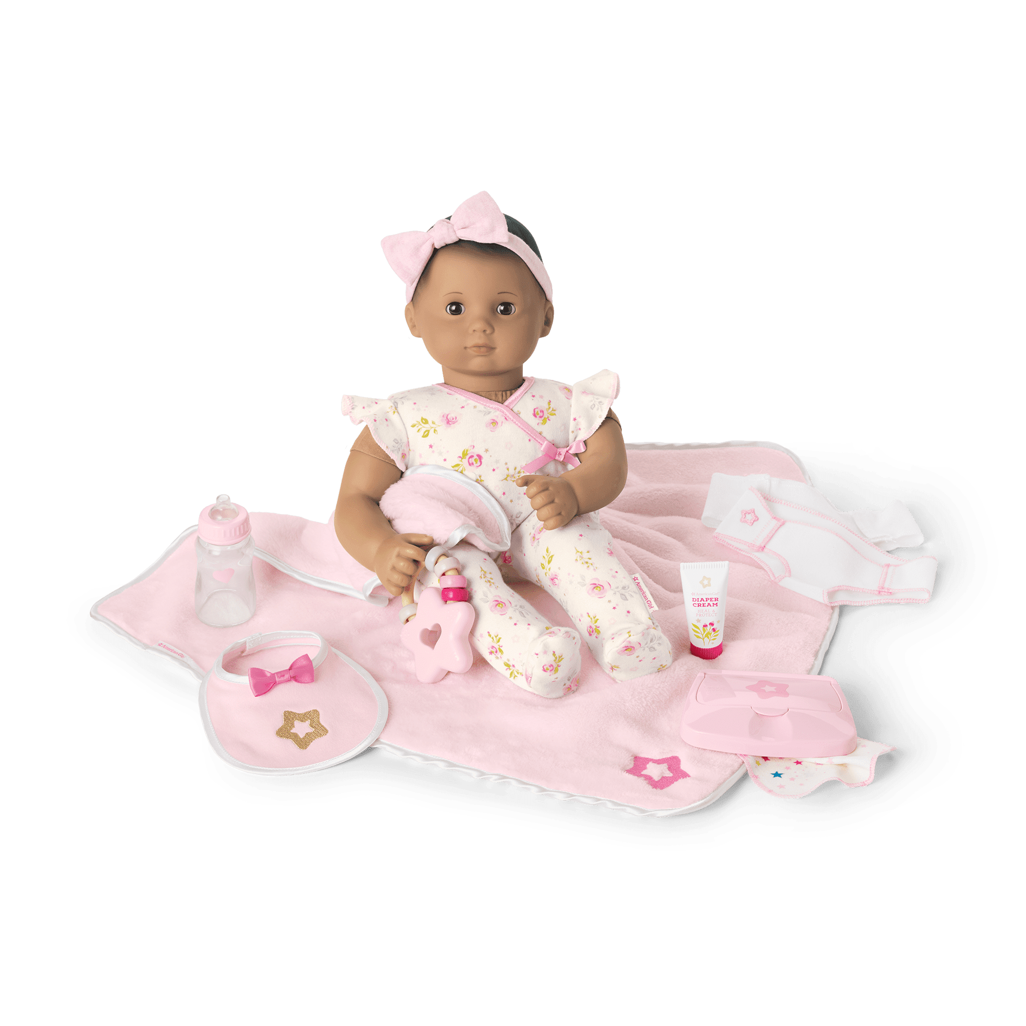 Bitty Baby Doll 5 with Brown Hair Care Play Set