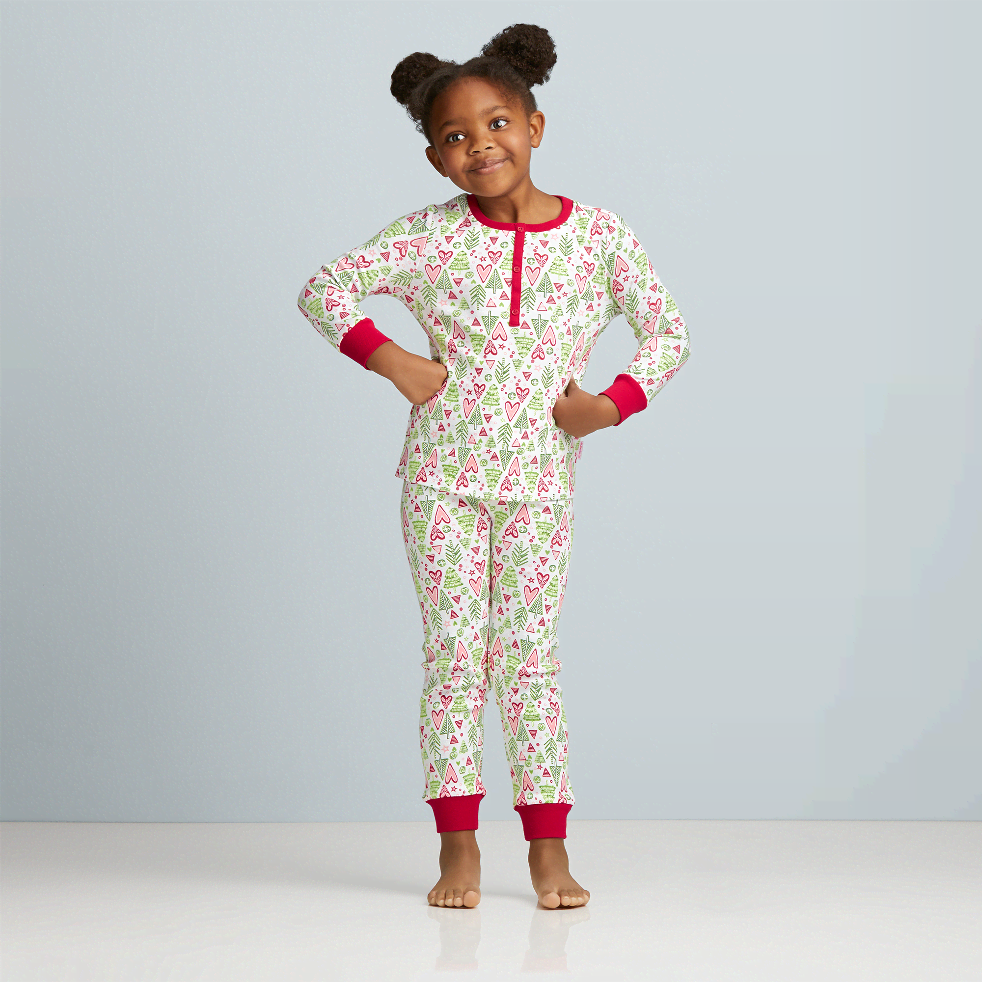 Hearts & Pines Holiday PJs for Little Girls