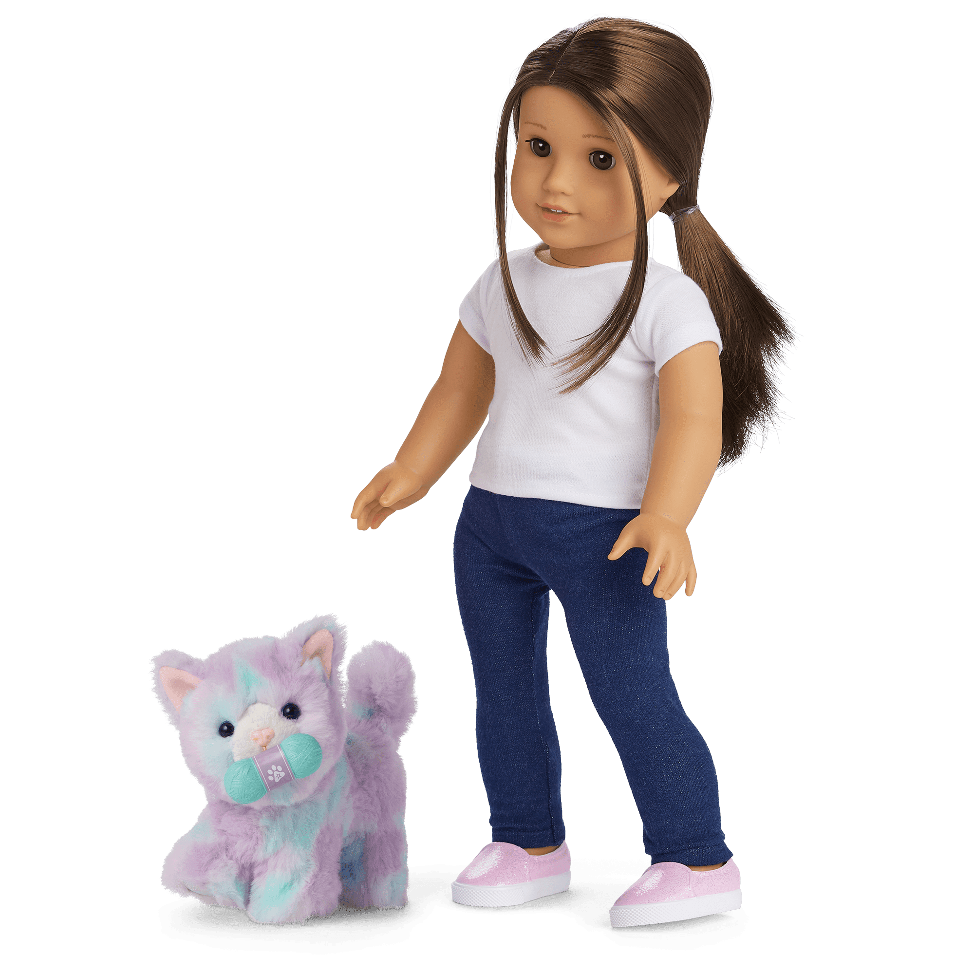 Purrpley Pink Kitty Cat for 18-inch Dolls