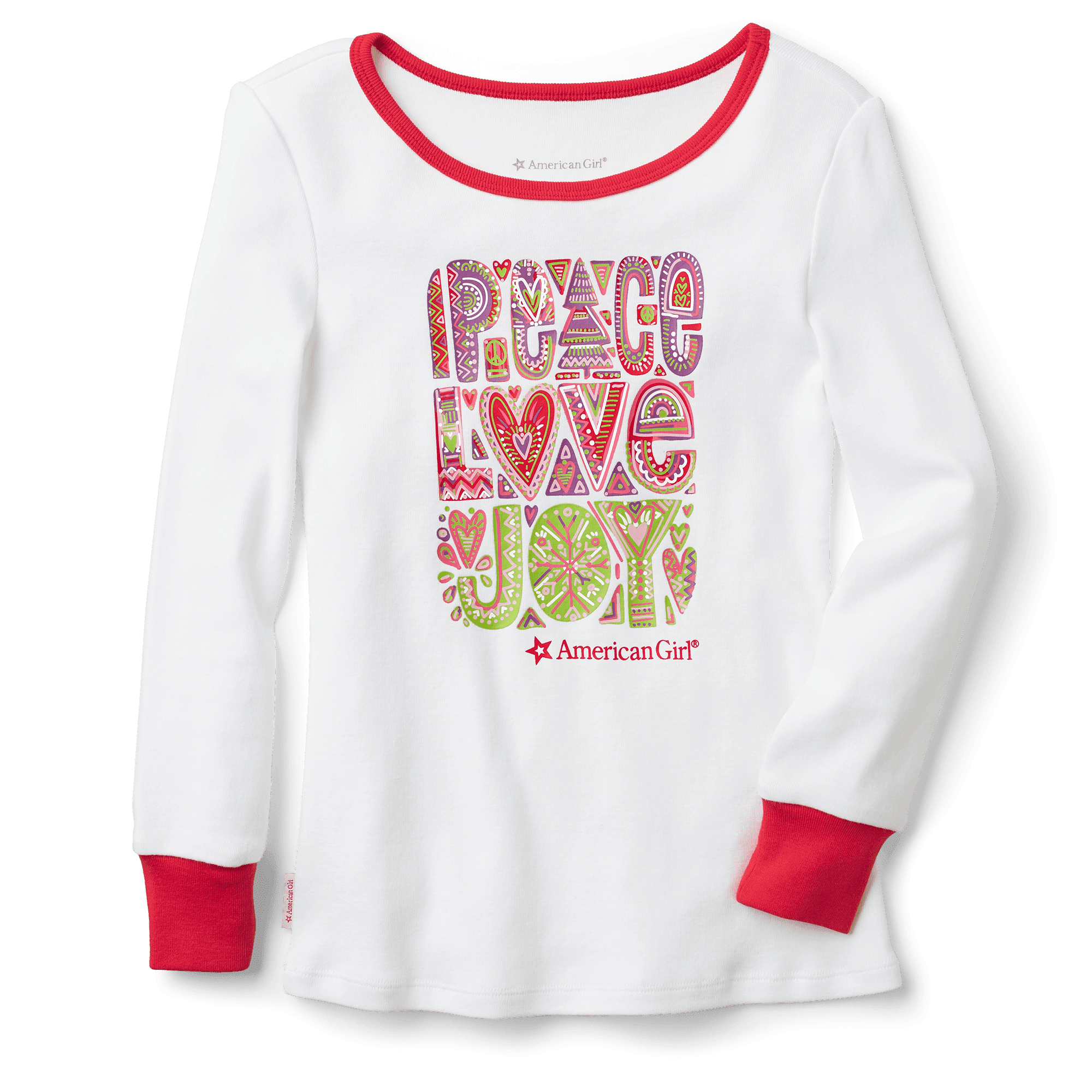 Peace, Love & Joy PJ Top for Girls