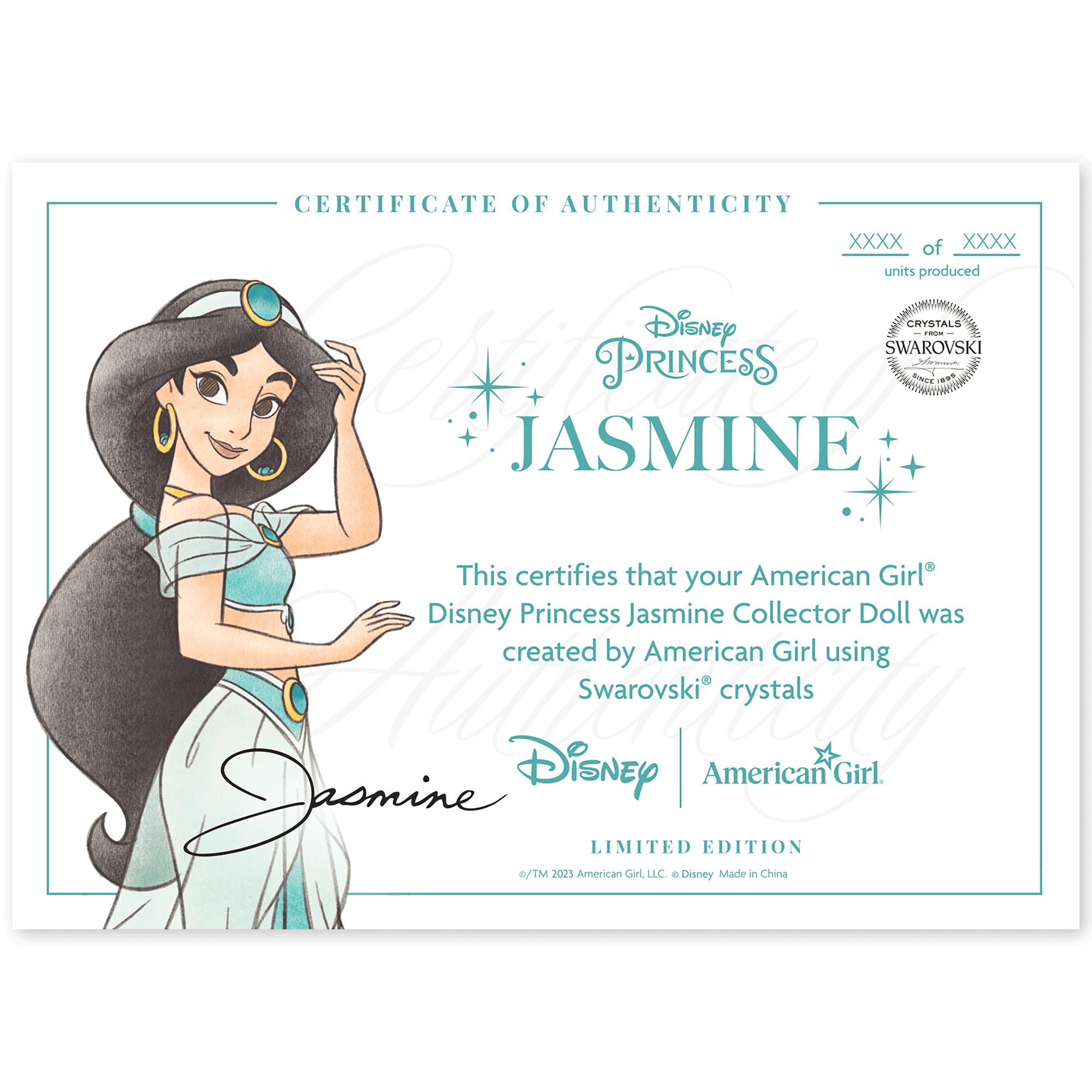Disney Princess Jasmine Collector Doll American Girl