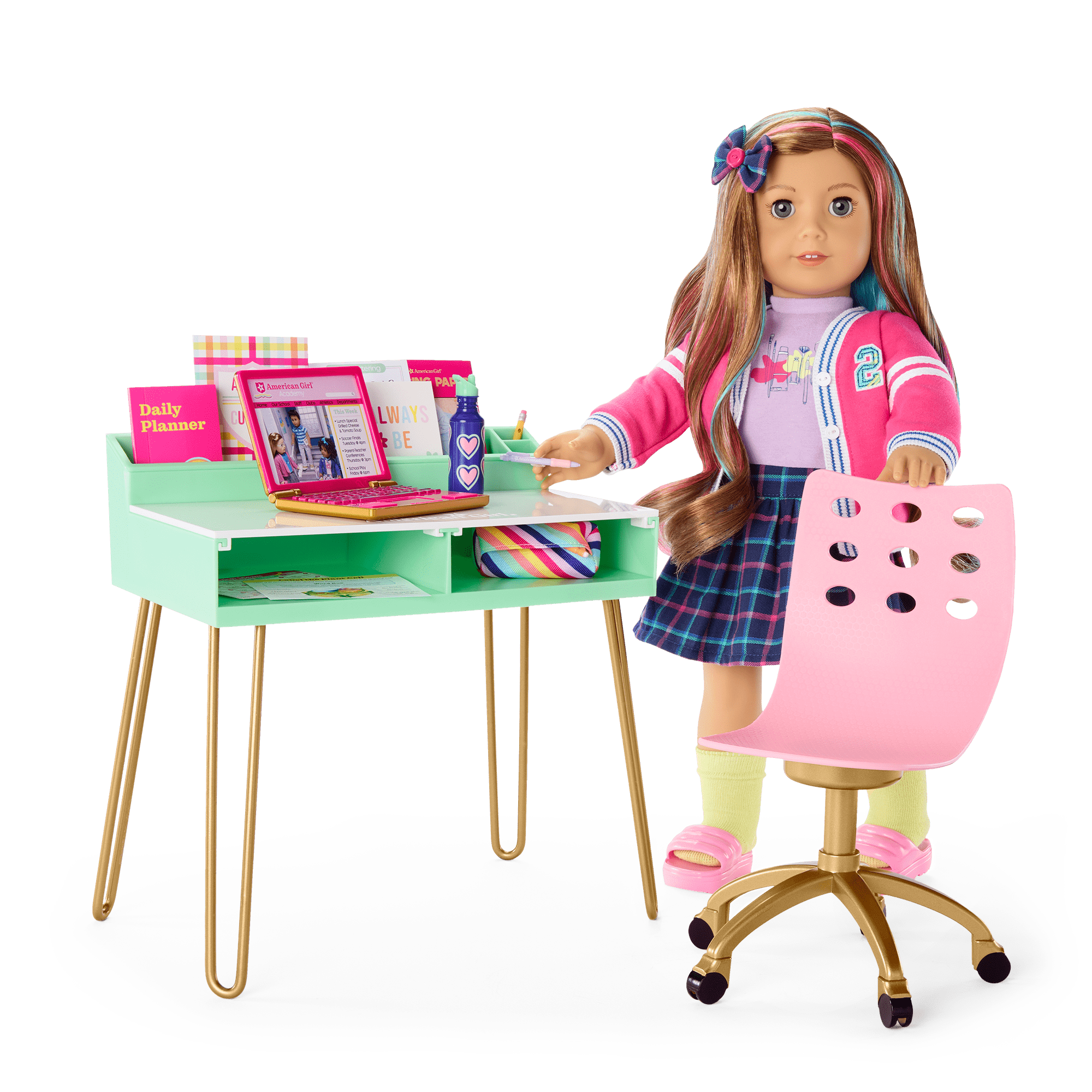 american girl doll backpack and laptop Dress Along Dolly Metal for 18-Inch Dolls - Premium Heavy-Duty Computer with Pink Carrying Bag - Fits & Our Generation this laptop provides endless possibilities for imaginative play American Girl | Toys |