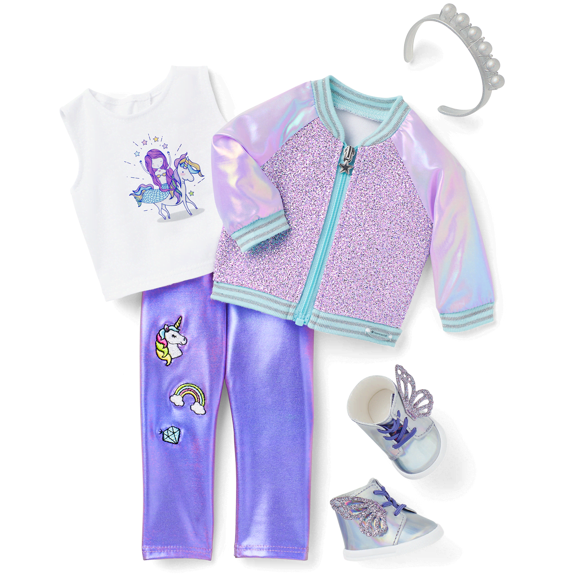 Butterflies & Unicorns Outfit for 18-inch Dolls