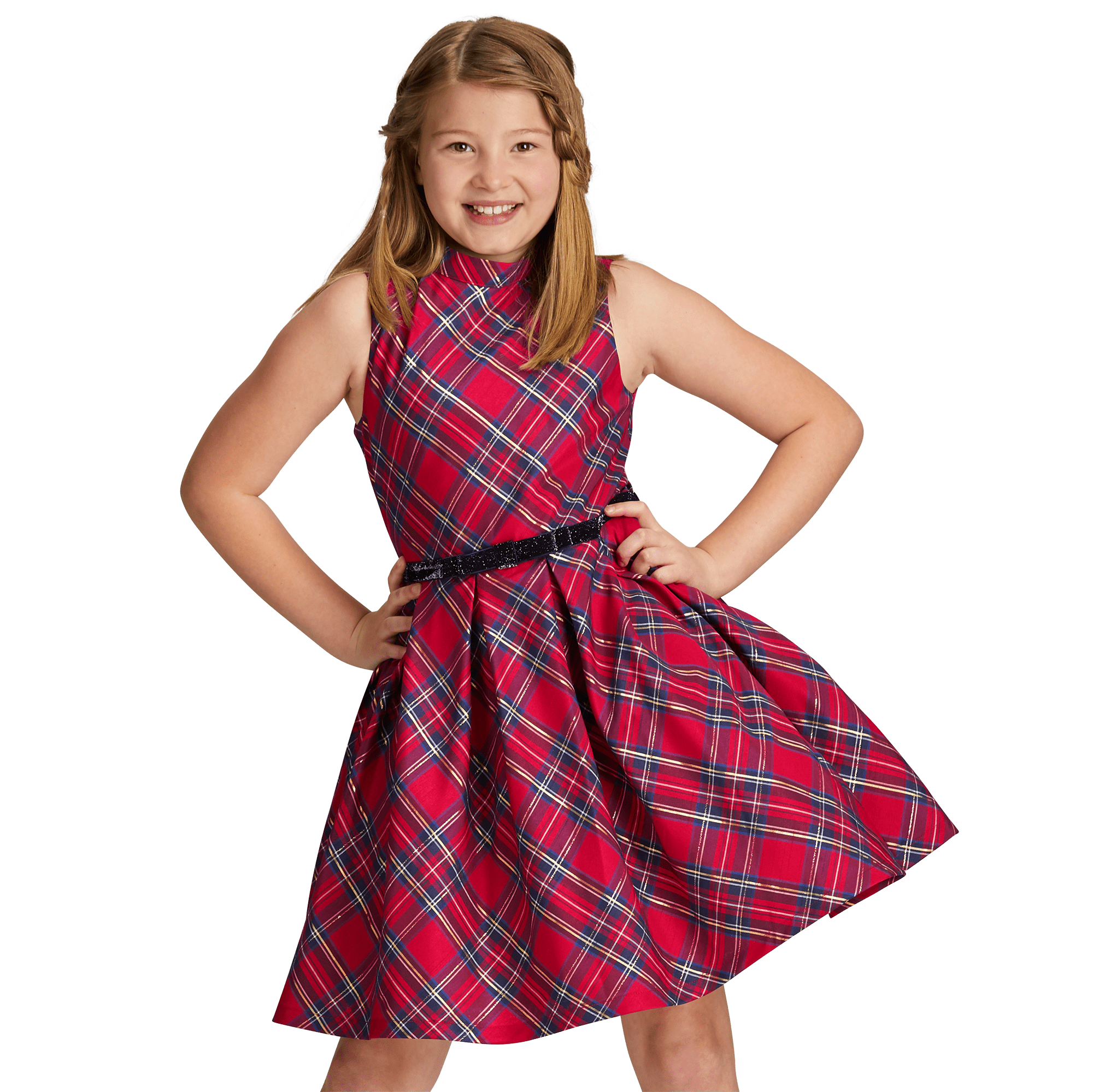 Pretty Plaid Christmas Dress for Girls