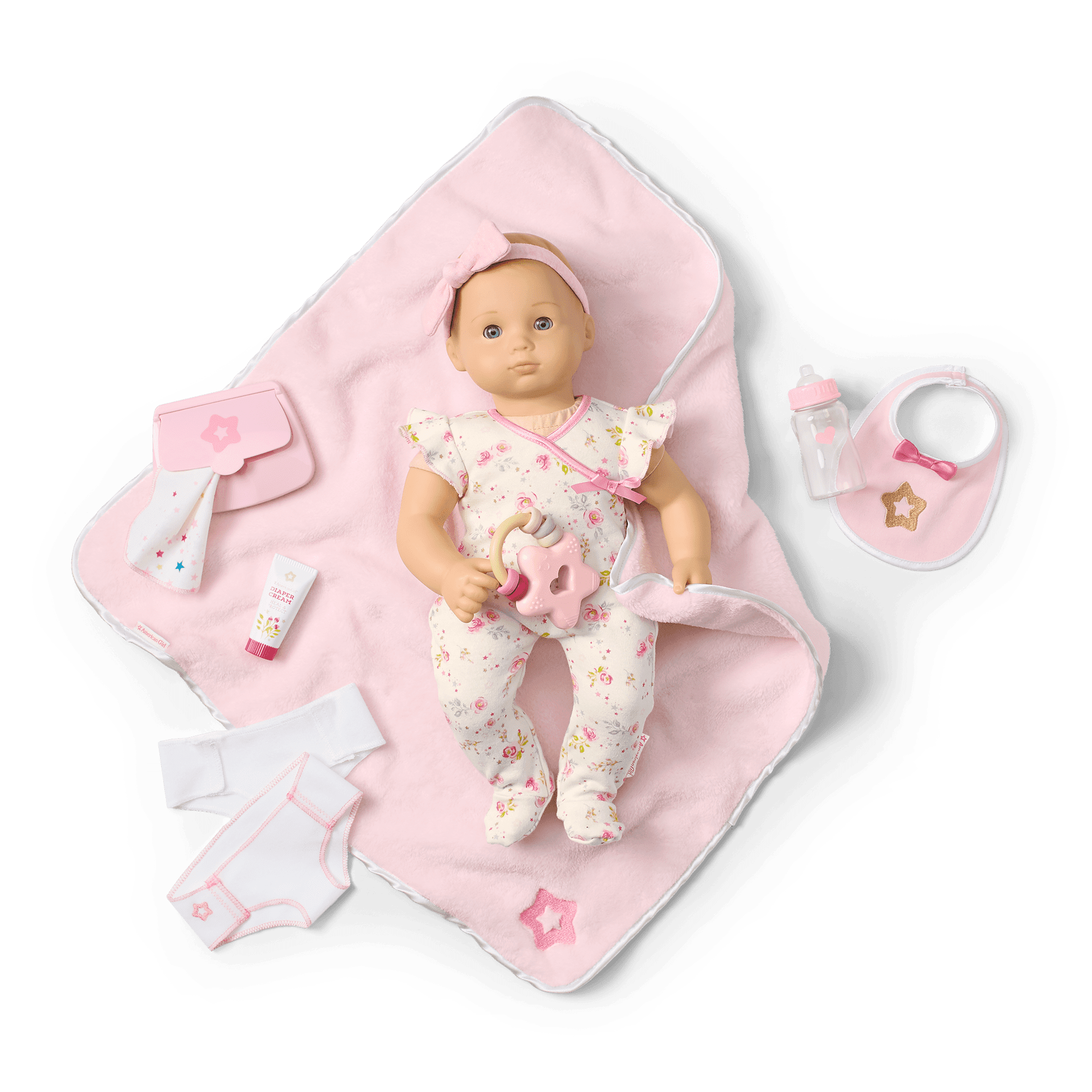 Bitty Baby Doll 3 with blonde hair Care Play Set