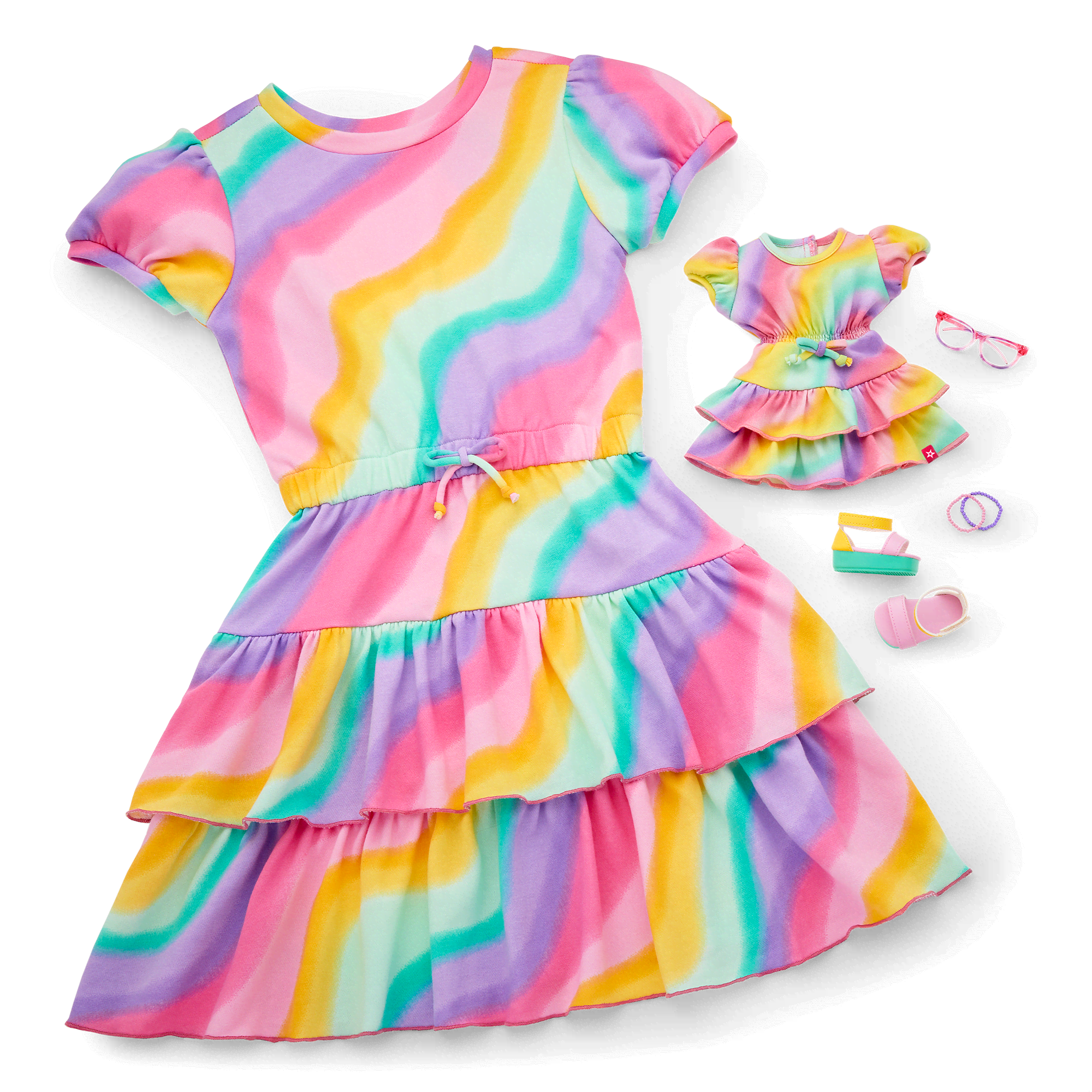 Summer's™ Rainbow Swirl Dress for Girls & 18-inch Dolls + Summer Doll (Girl of the Year™ 2025)