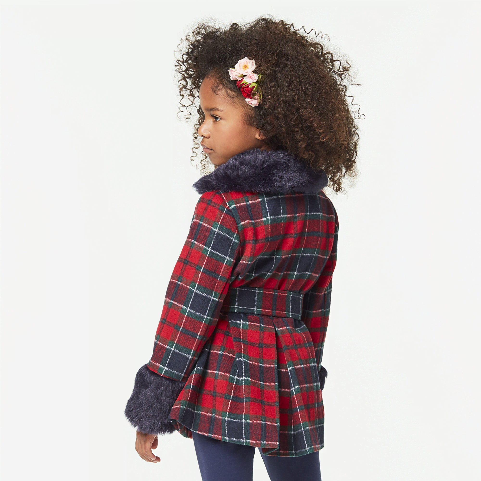 American Girl® x Janie and Jack Fur-Trim Plaid Coat for Girls
