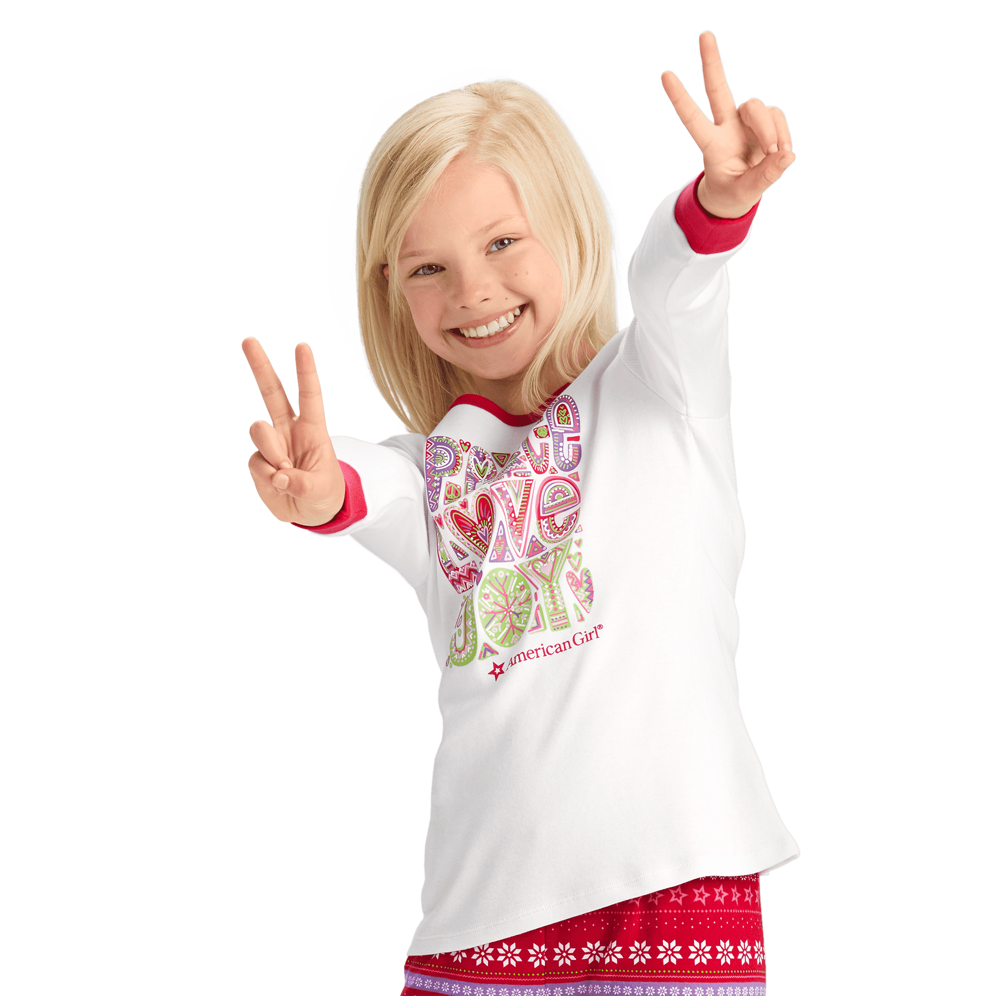 Peace, Love & Joy PJ Top for Girls