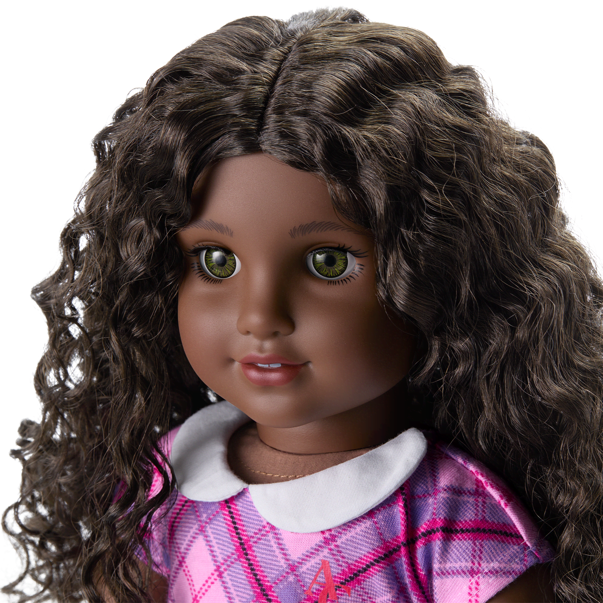 Truly Me™ 18-inch Doll #127 with curly dark-brown hair