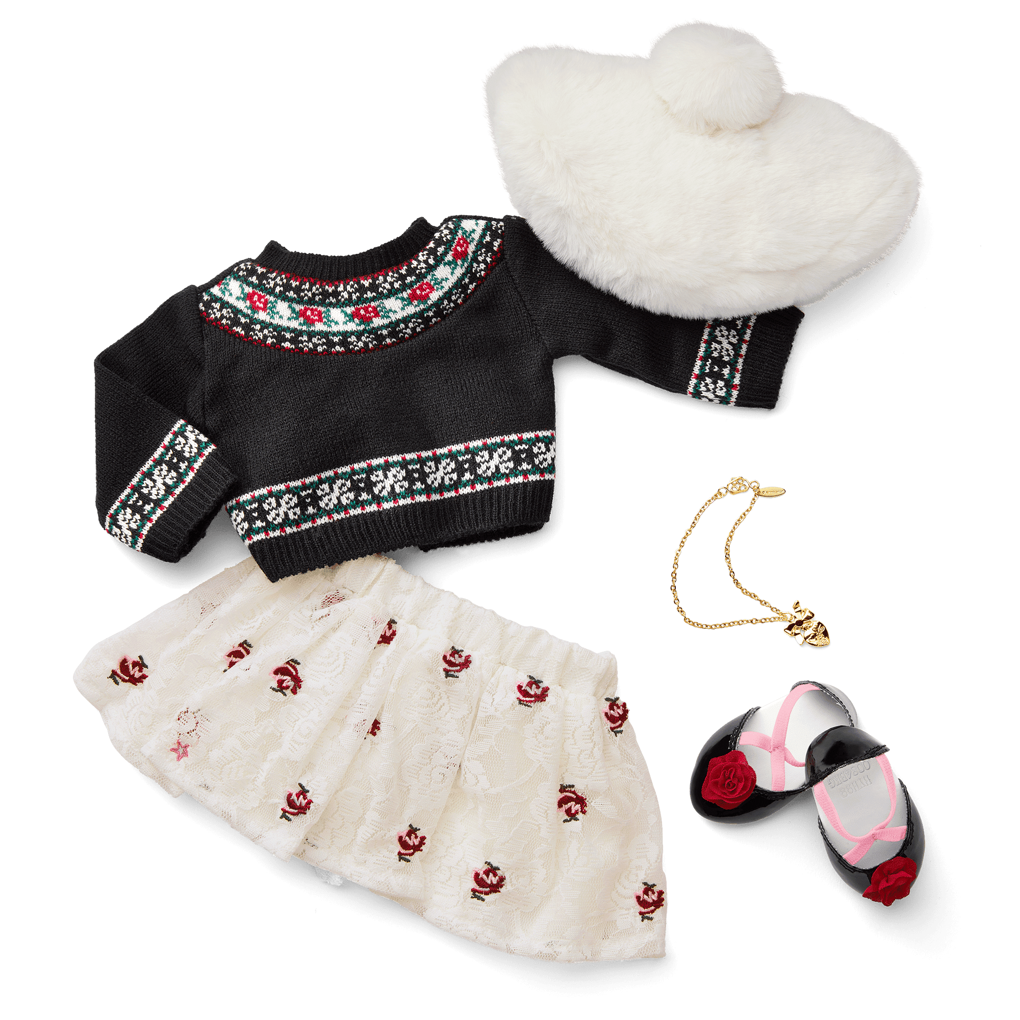 American Girl x Janie and Jack Rose Fair Isle Sweater Skirt Outfit for Dolls