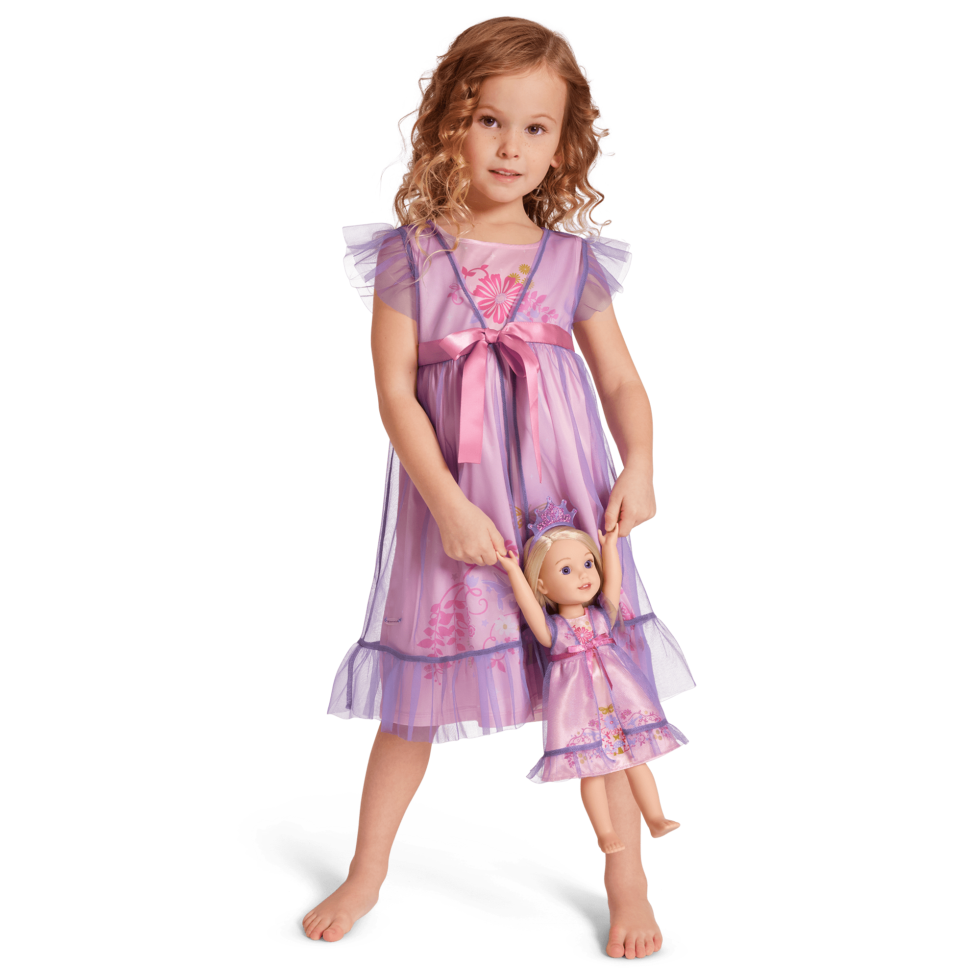 Royal Ruffles Nightie and Robe for Little Girls & WellieWishers™ Dolls