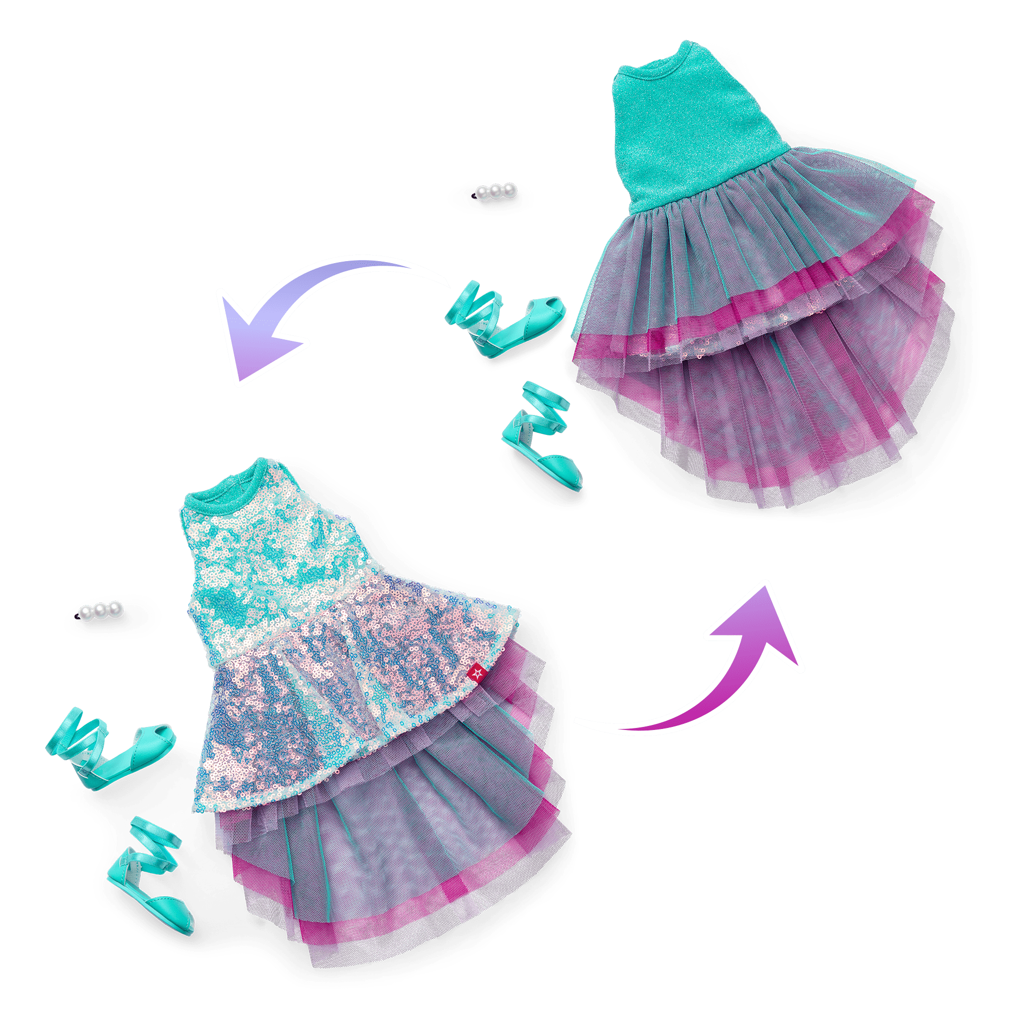 Glam Shimmering Ocean Outfit for 18-inch Dolls