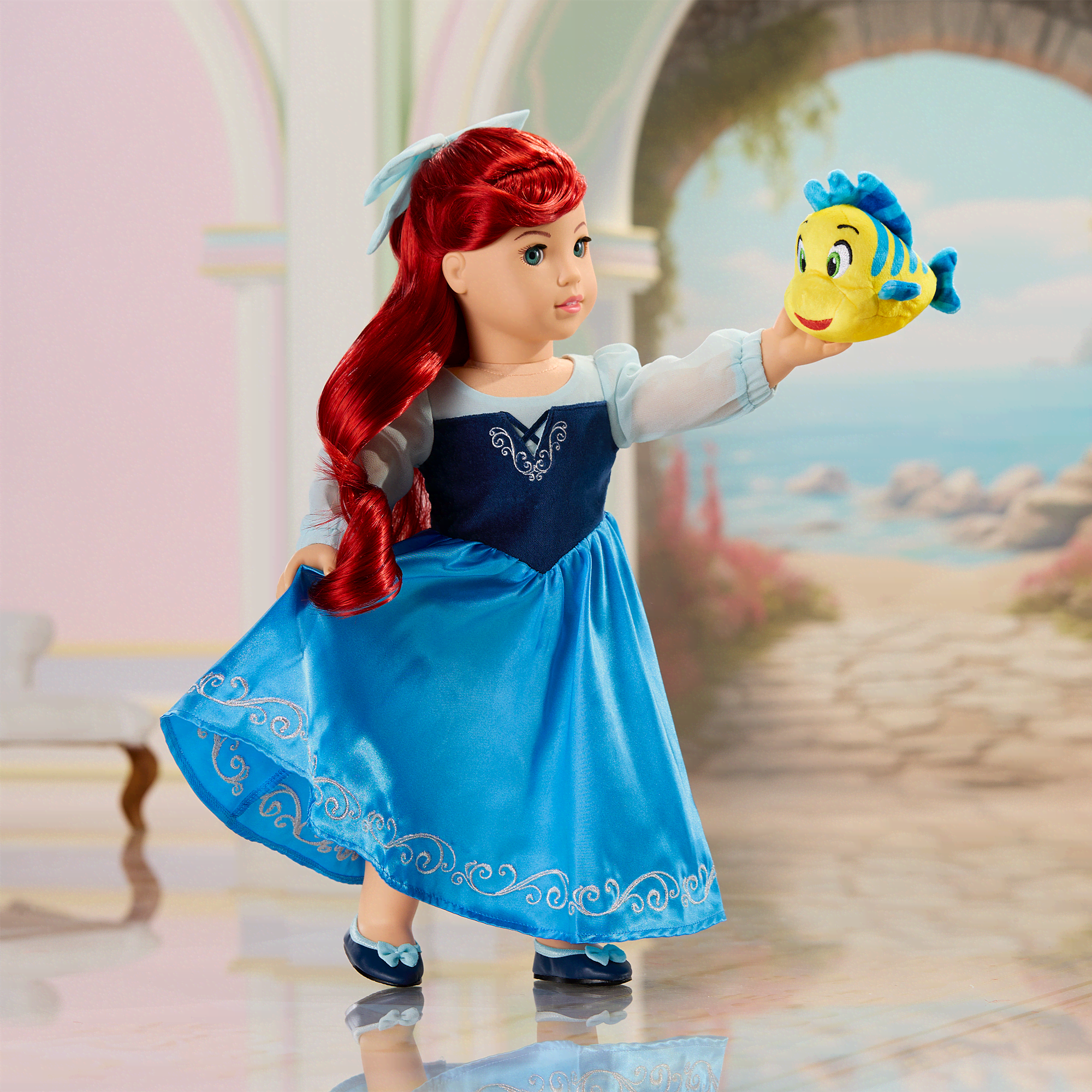 ariel dress blue American Girl Disney Princess Day Dress, Flounder & Accessories for 18-inch Dolls Details Thoughtfully made for little explorers Girl's Disney Ariel Blue Dress