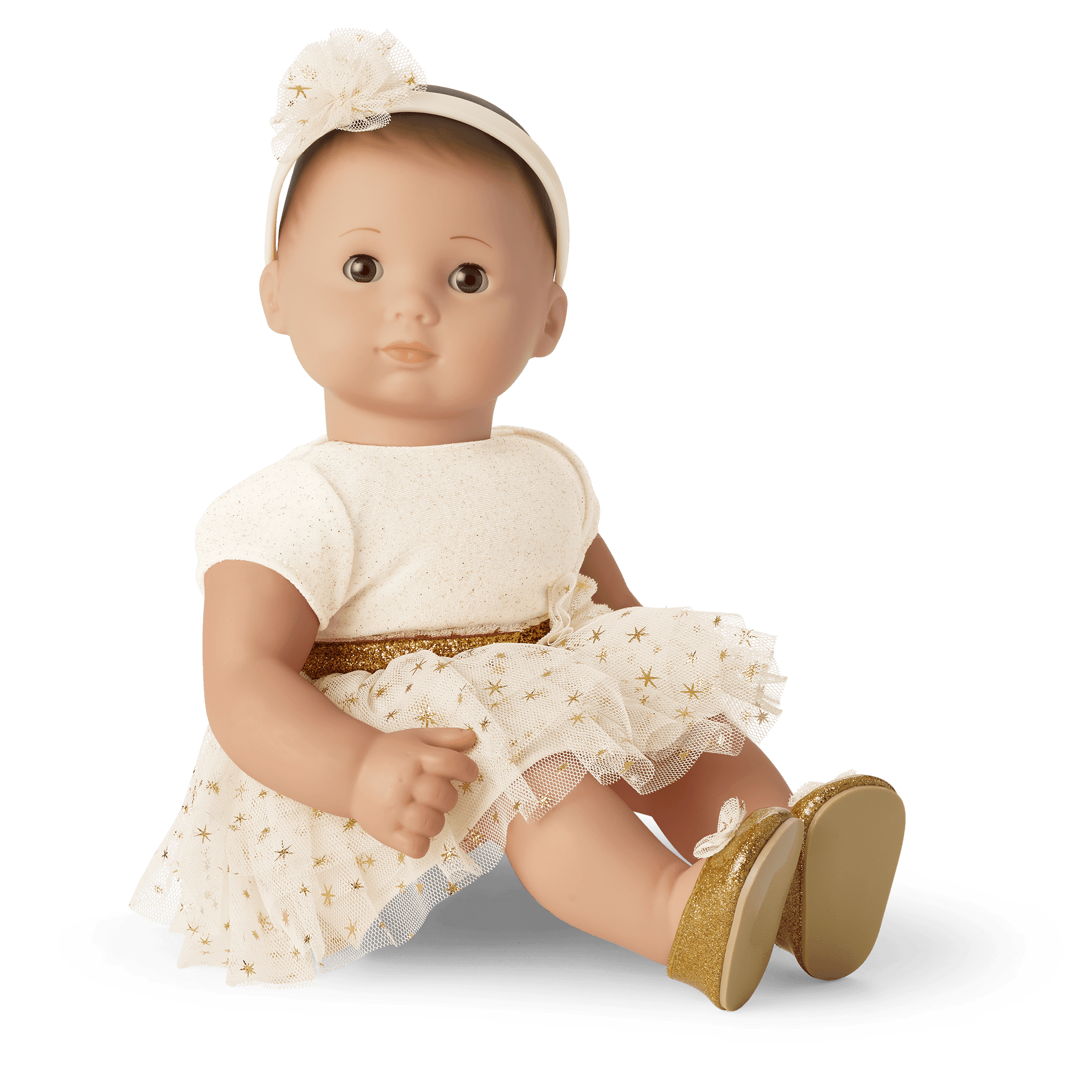 Golden Twinkle Dress for Little Girls & Bitty Baby Dolls