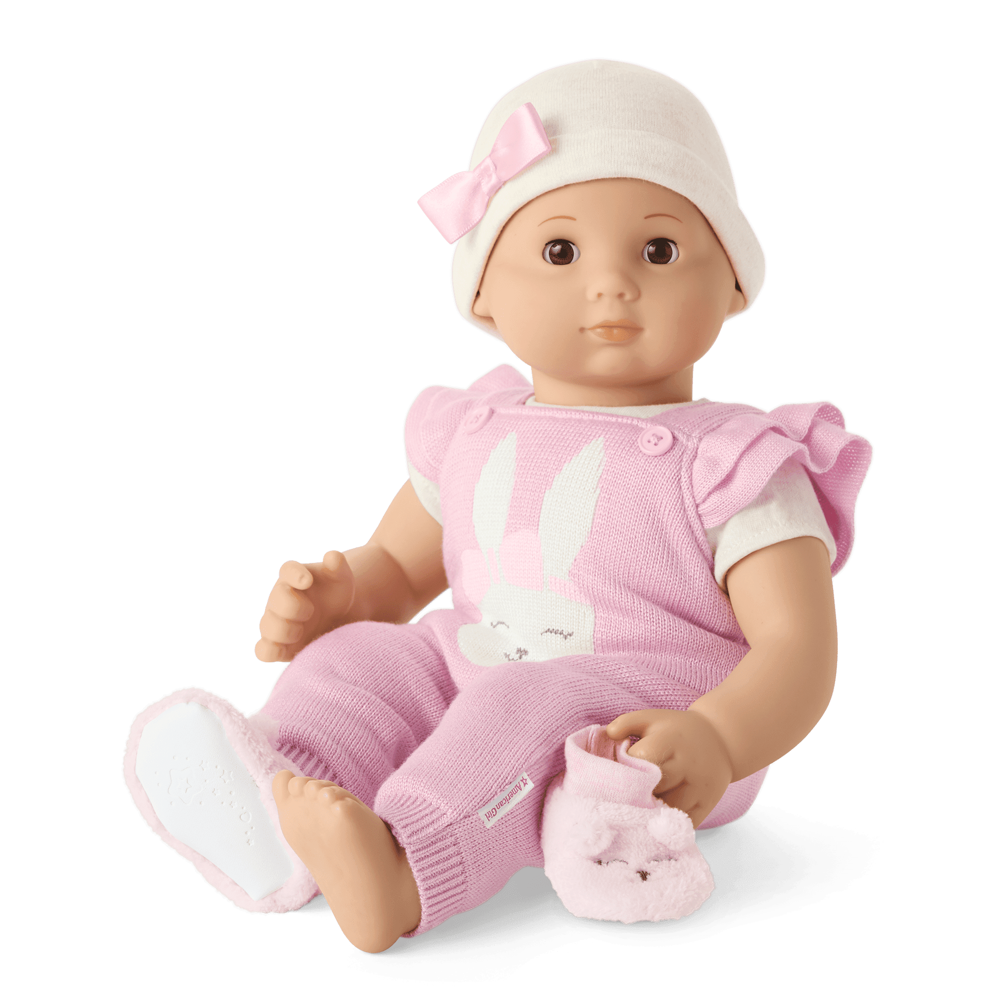 Pink Bow Beanie & Booties for Bitty Baby® Dolls