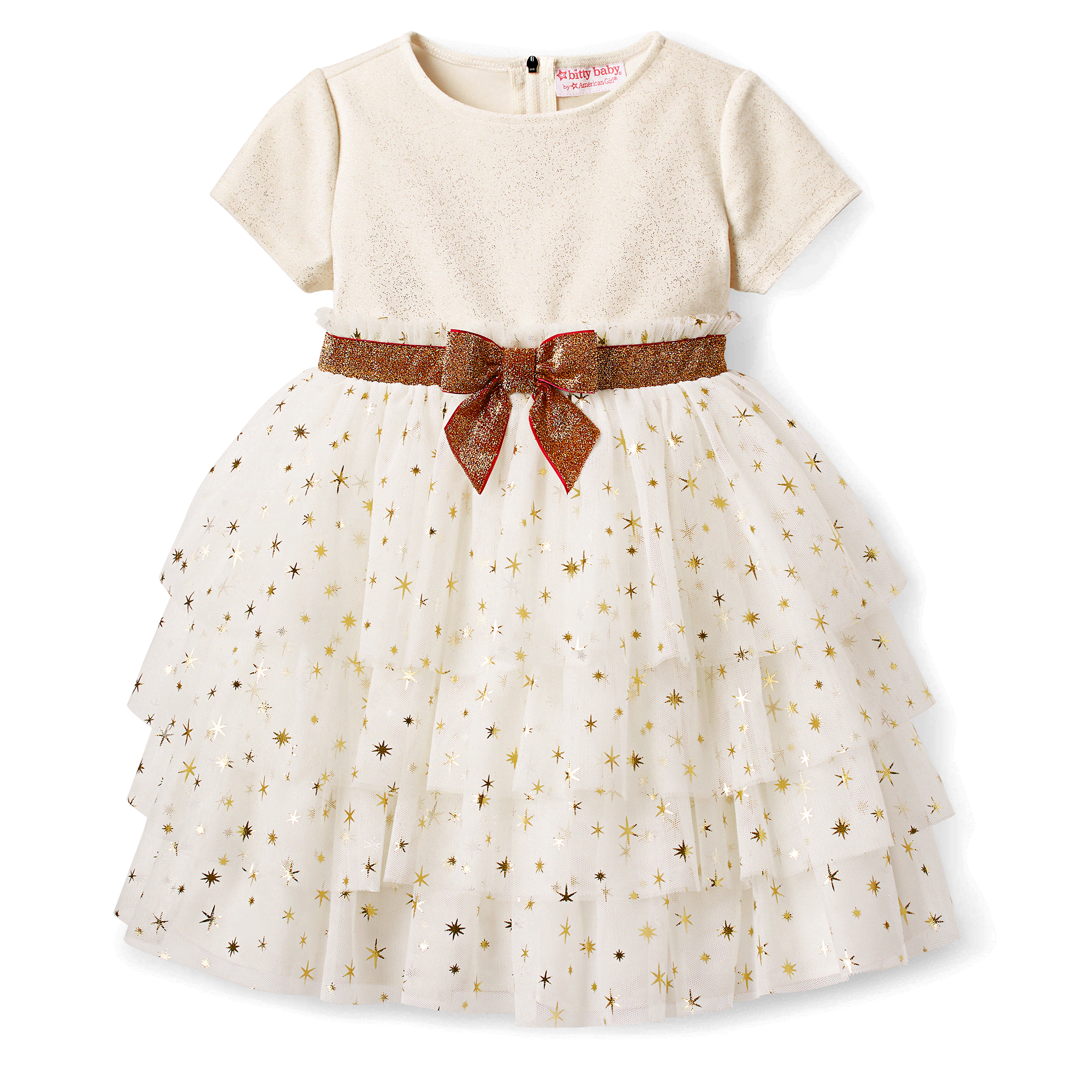 Golden Twinkle Dress for Little Girls & Bitty Baby Dolls