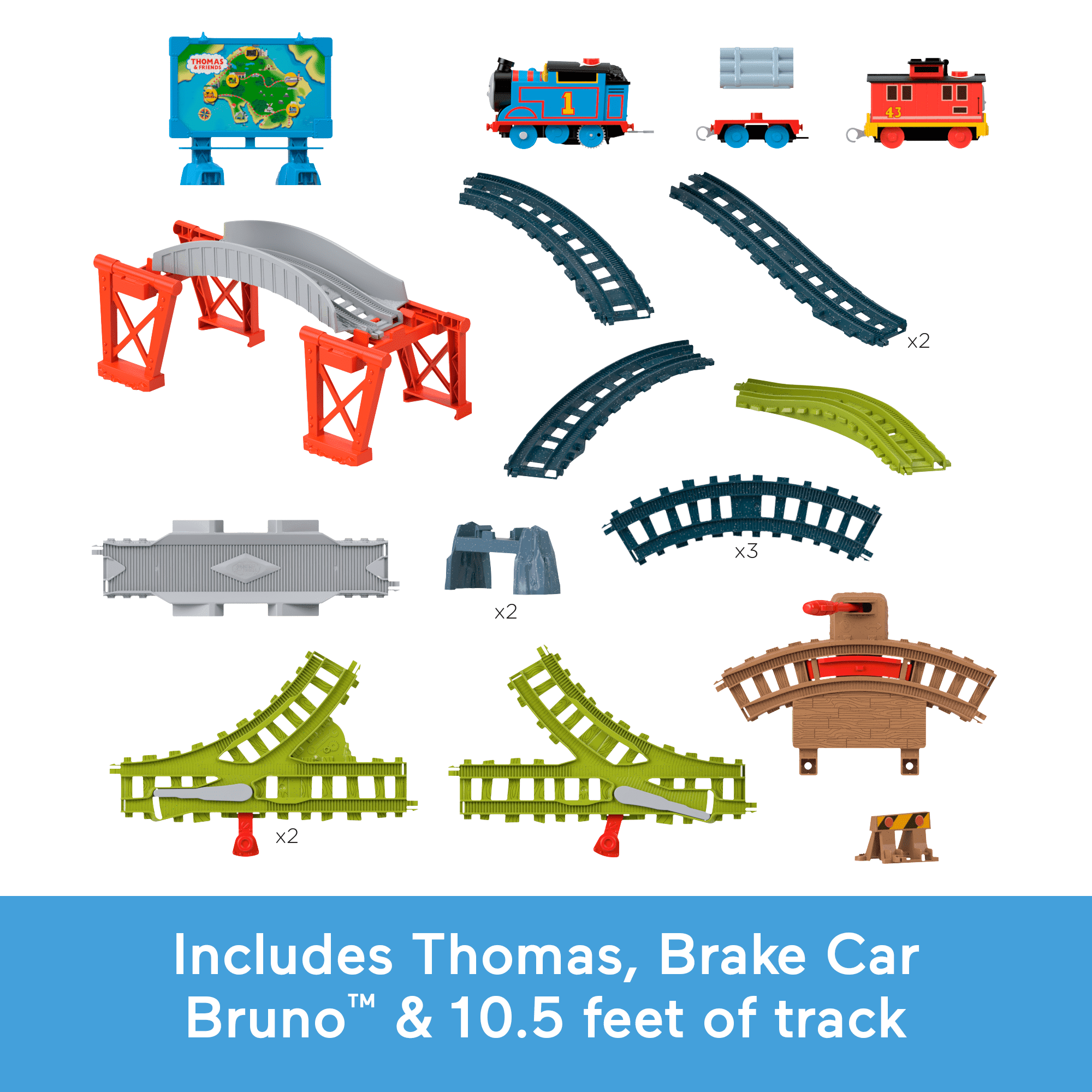 Fisher-Price Thomas & Friends Talking Thomas & Brake Car Bruno Train Set |  Mattel