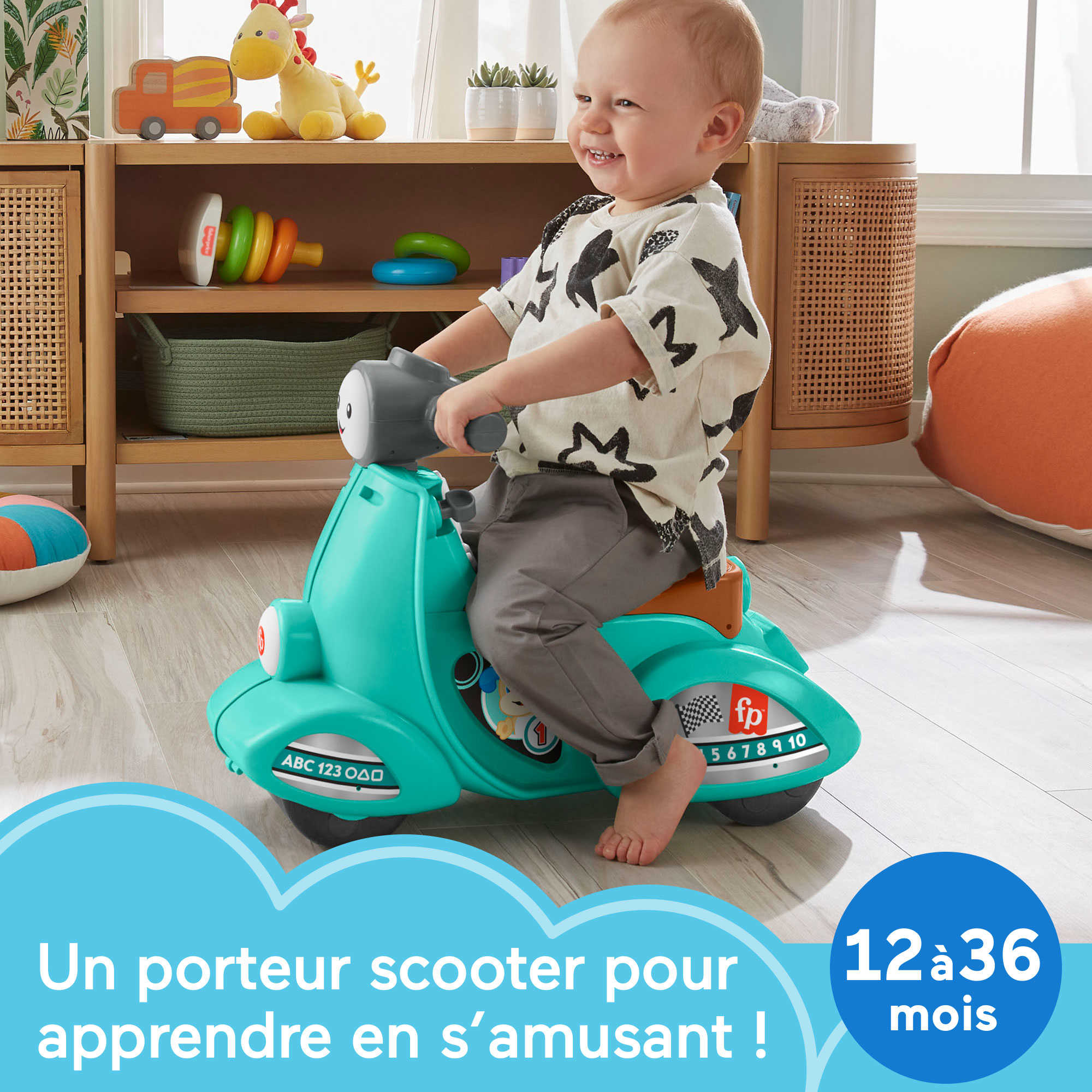 Fisher Price Scooter Eveil Progressif Porteur version multilingue Mattel