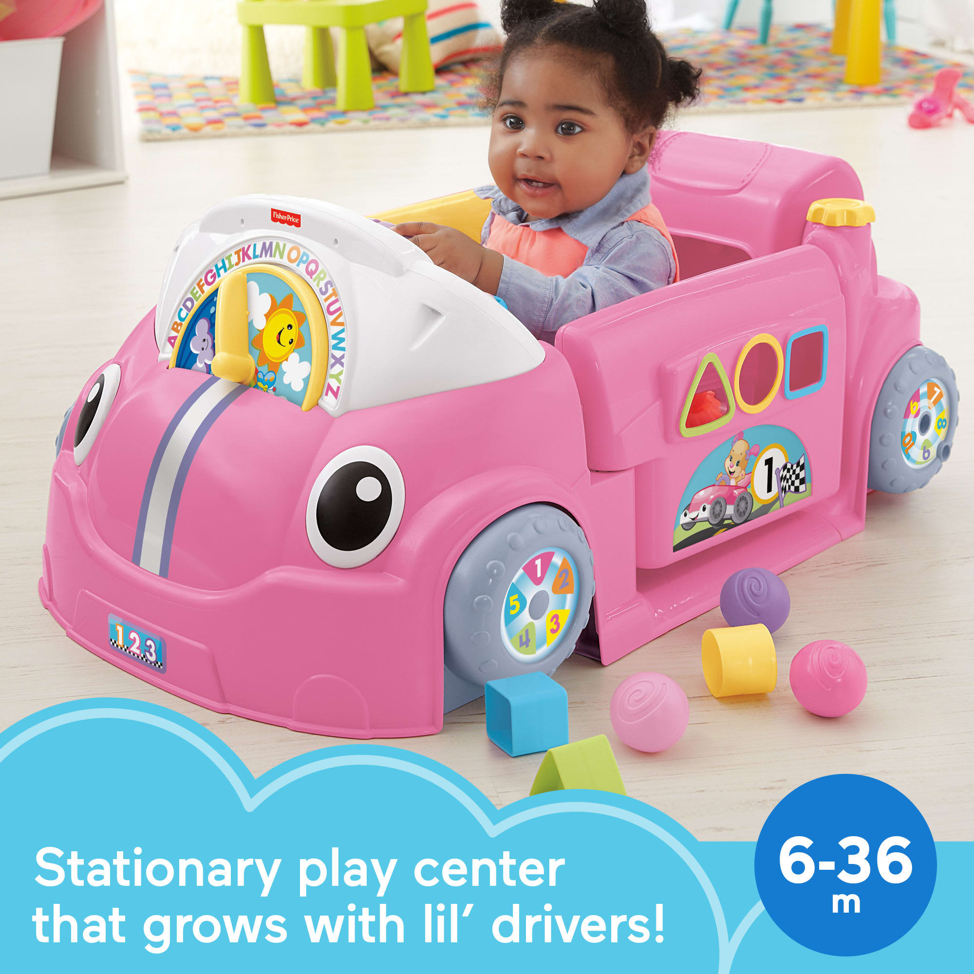 Fisher Price Laugh Learn Crawl Around Car Electronic Learning Toy Activity Center For Baby Pink