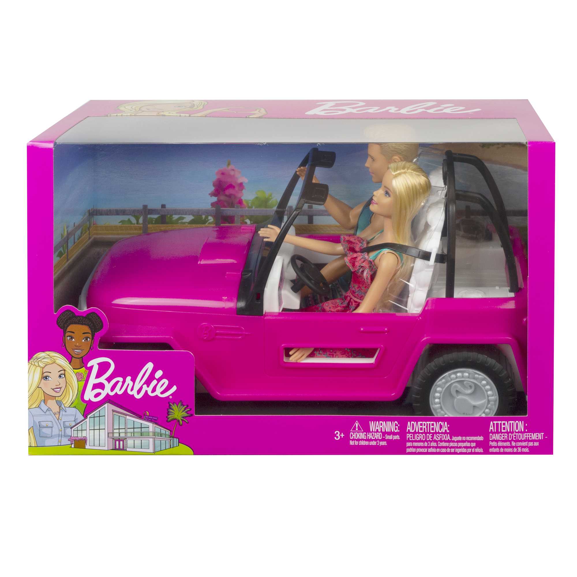 Barbie Beach Cruiser Set Pink 2 Seater Toy Car Mattel