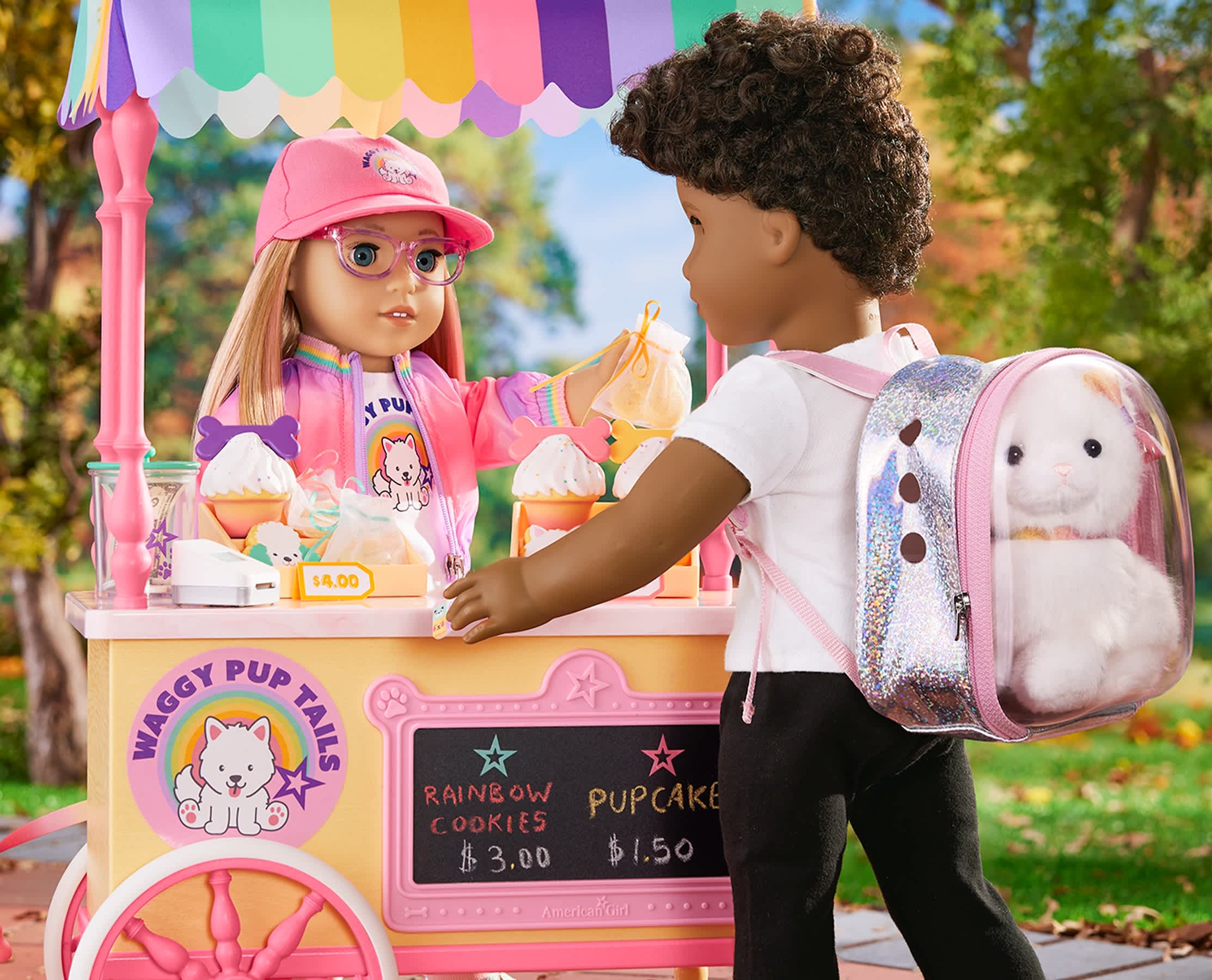 Summer McKinny serving customers at her mobile baking stand