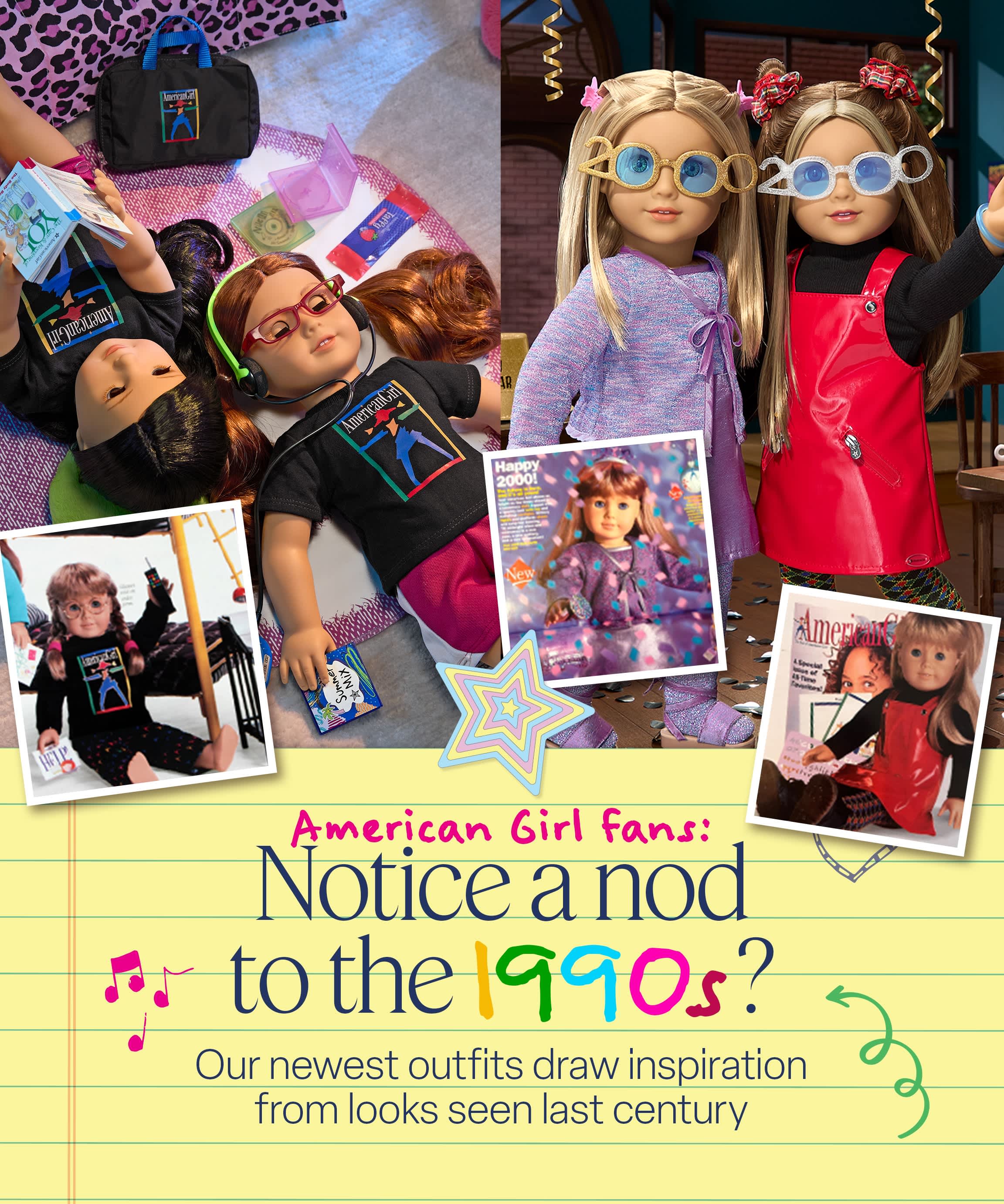 18-inch dolls wearing vintage inspired clothes