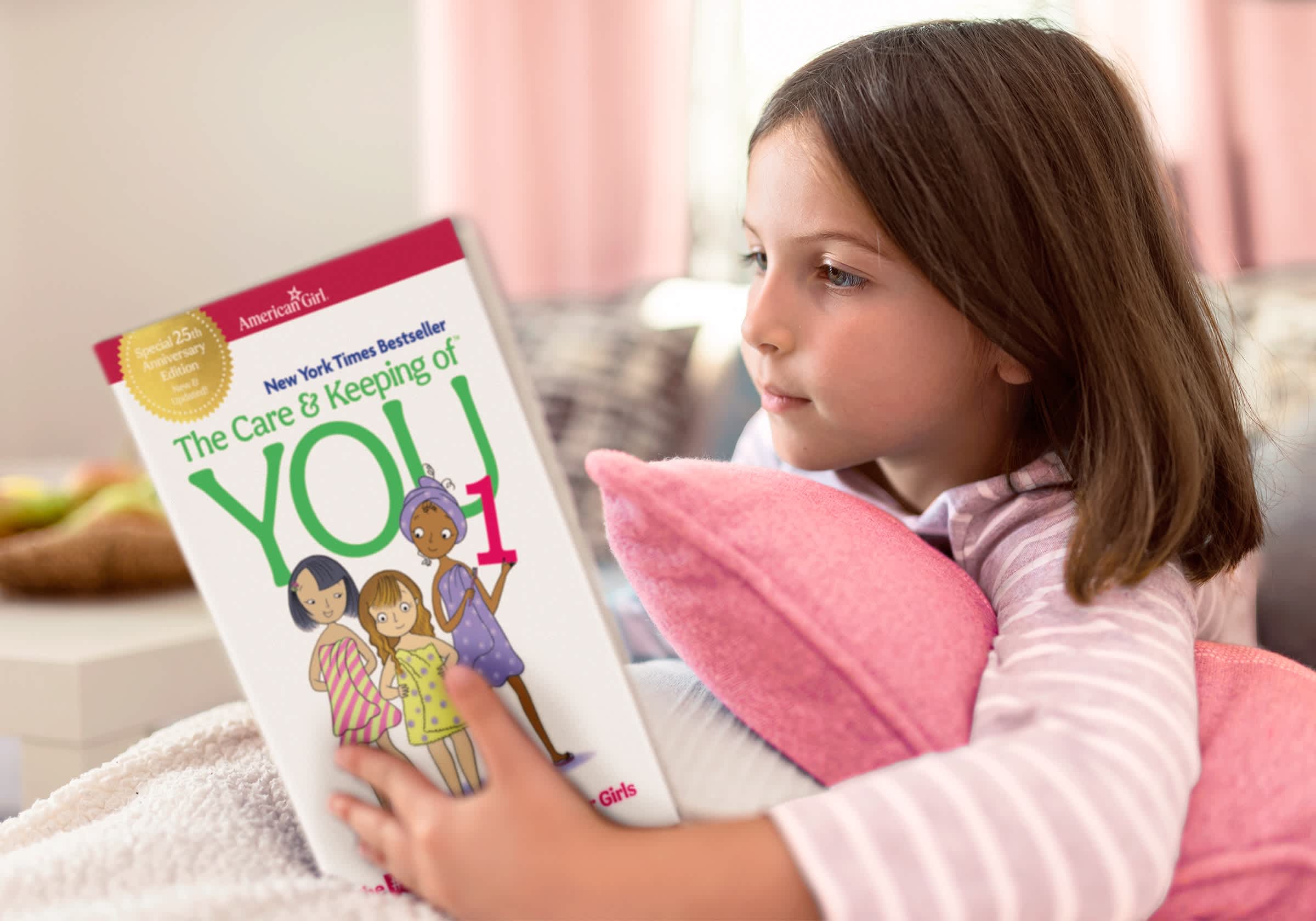 Girl reading The Care & Keeping of You 1