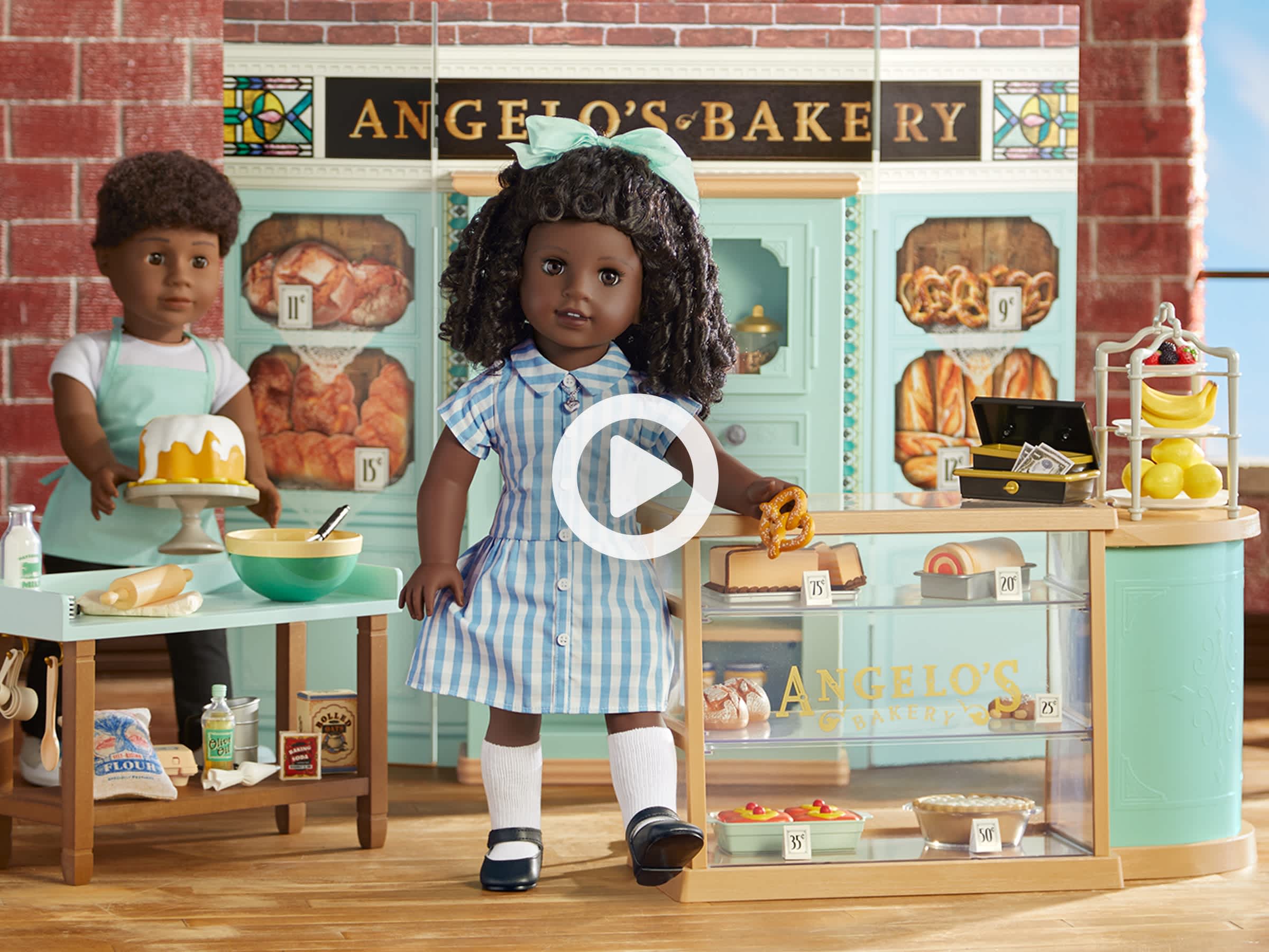 Claudie standing in her fathers bakery