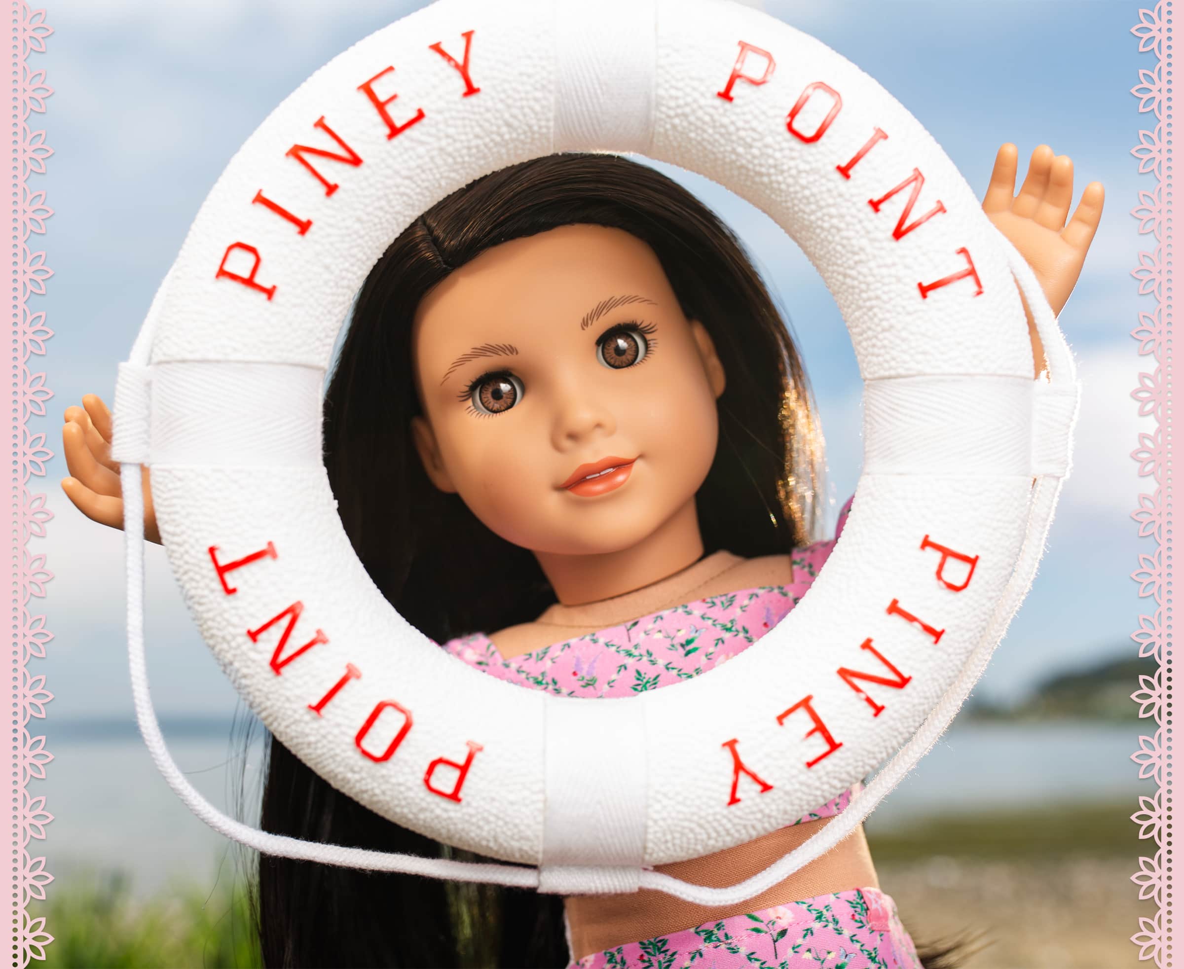 Raquel Reyes holding a swimming pool buoy