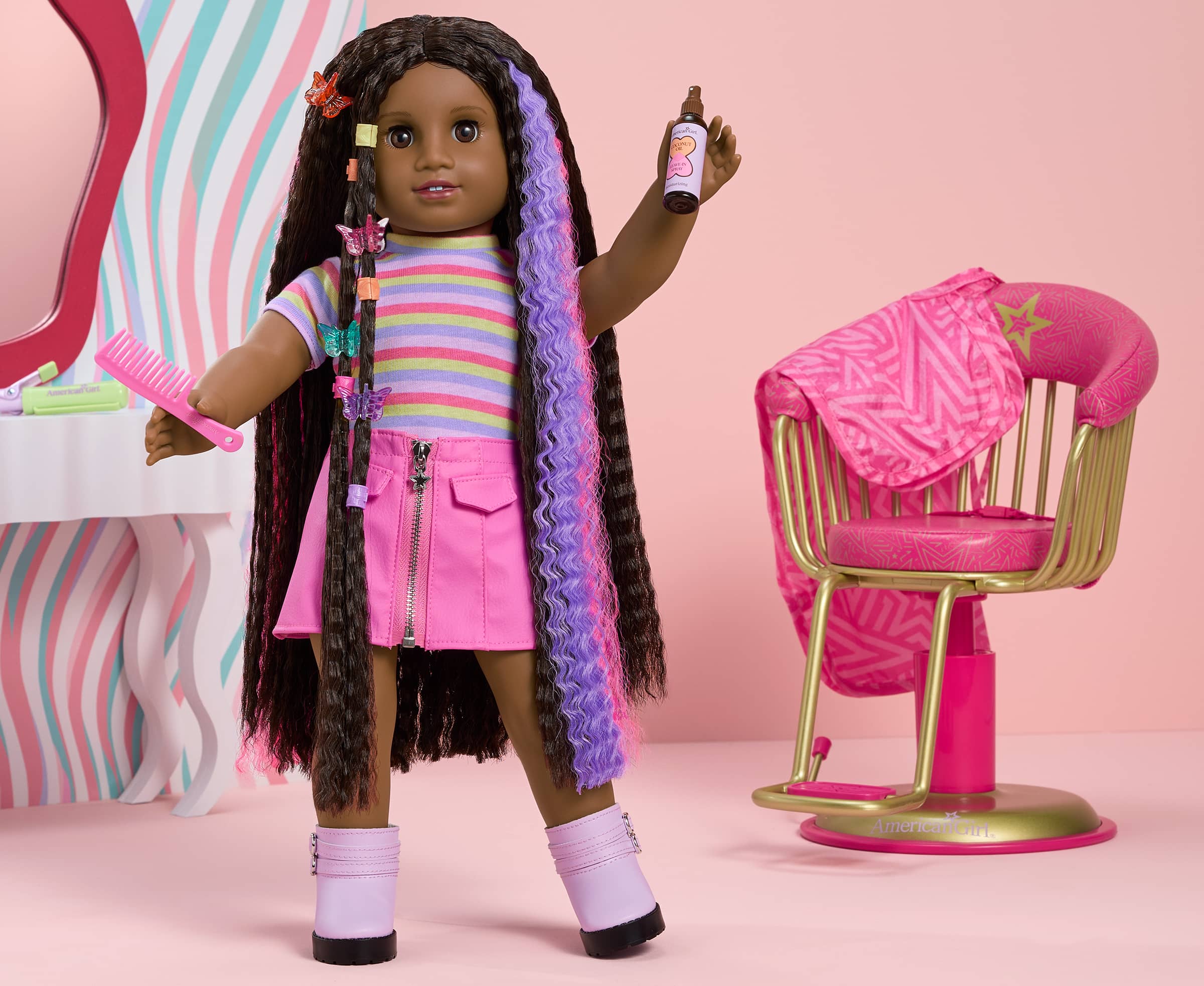 Long Hair Looks accessories on a vanity table