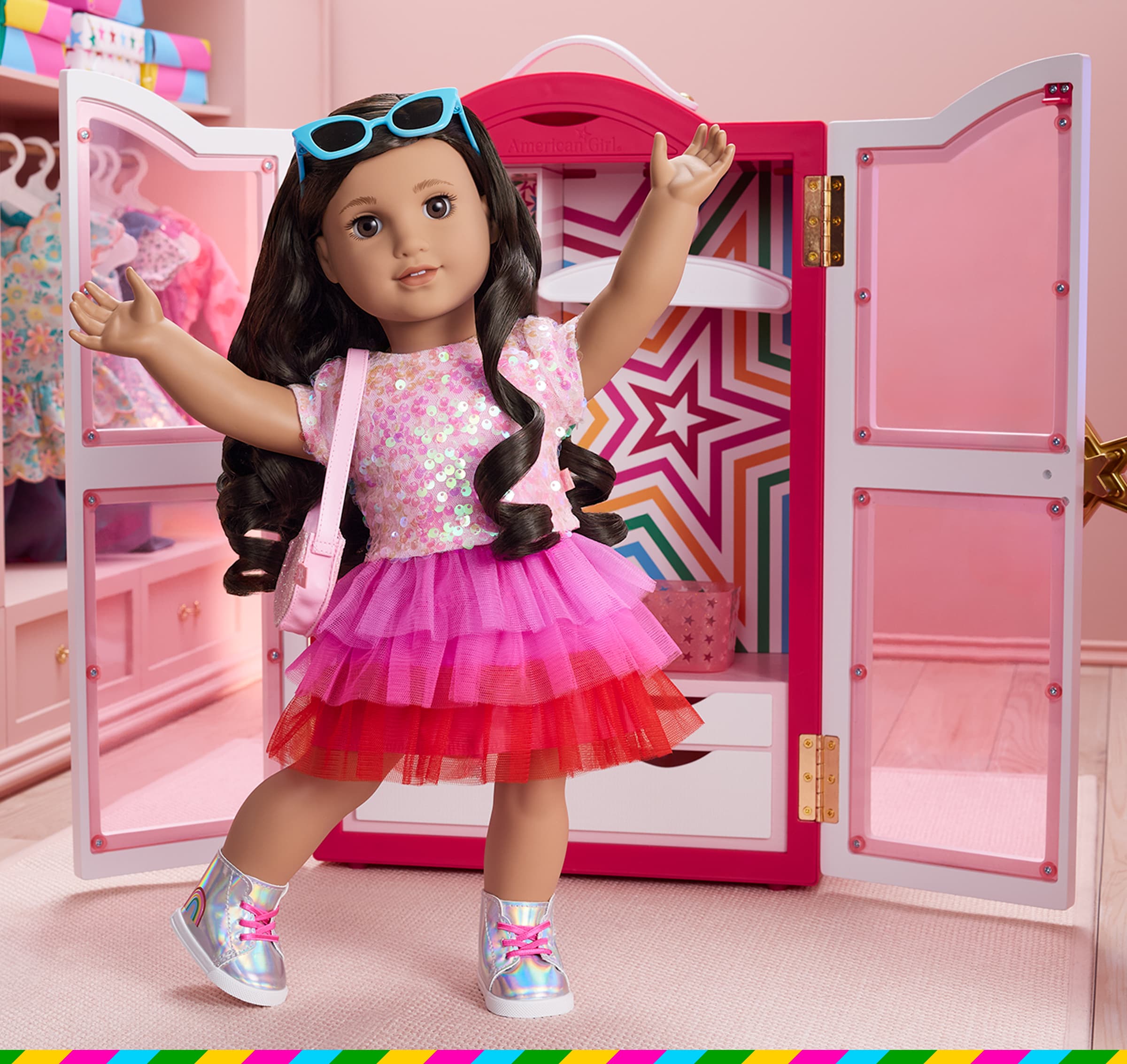 Image of doll in front of AG Star Closet