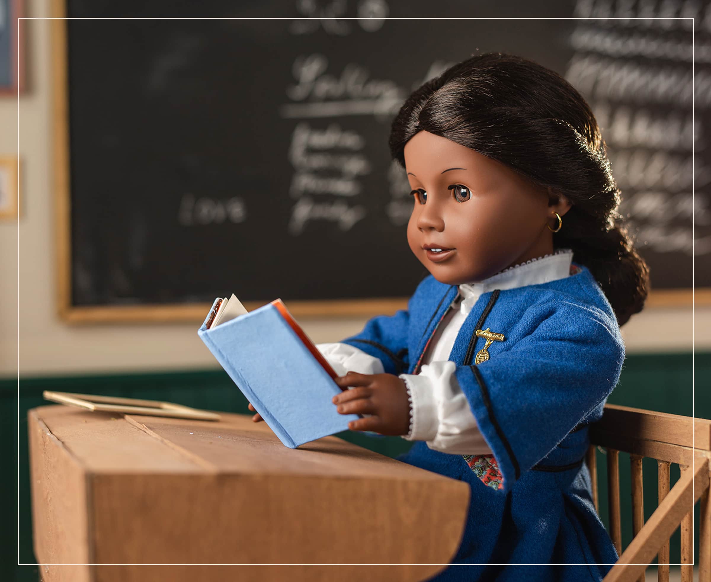 Addy Walker at a school desk