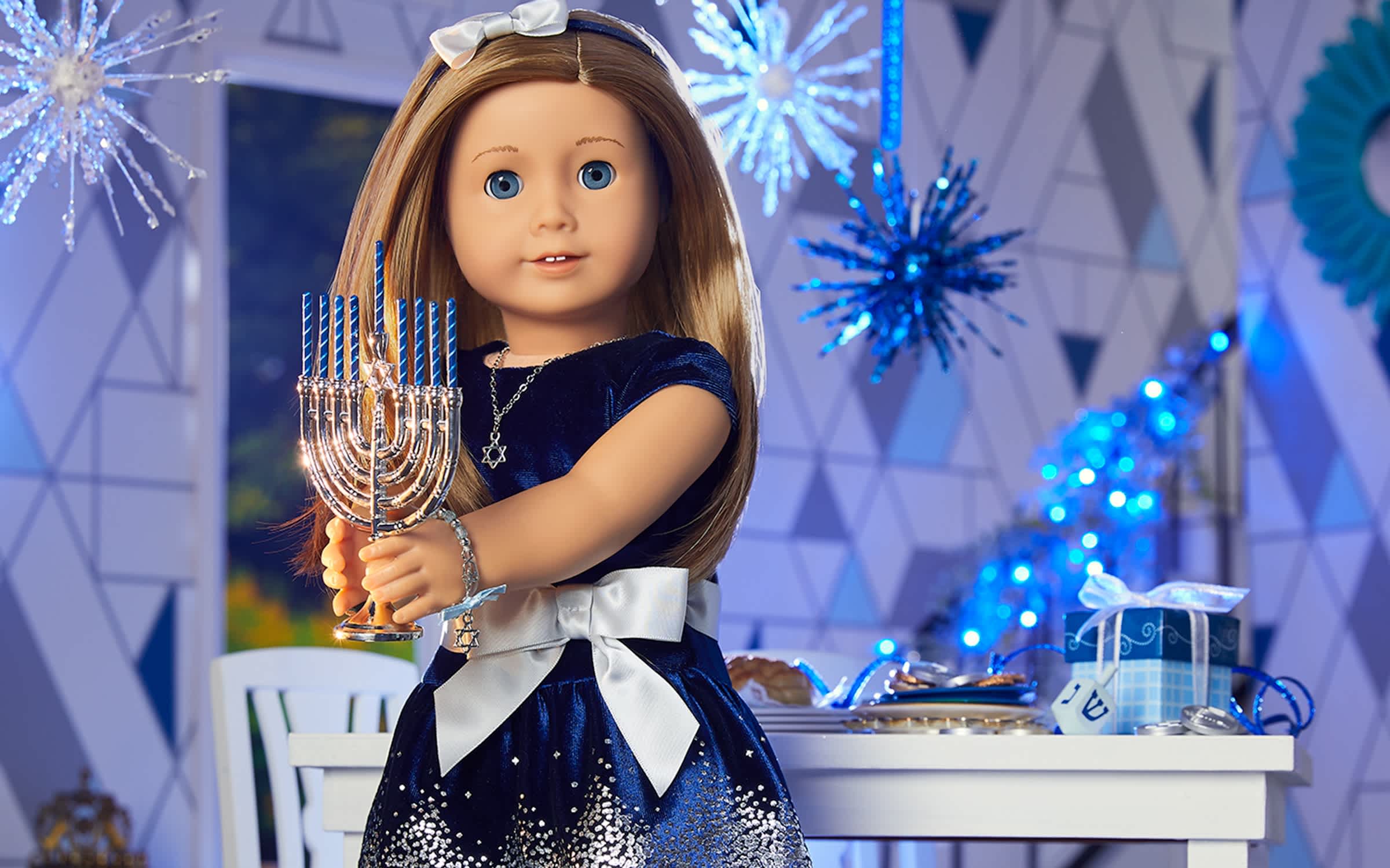 sachin and babi light blue dress American Girl Kit Kittredge Fancy Red Holiday Dress Kit w/ Accessories 2000 main image 1