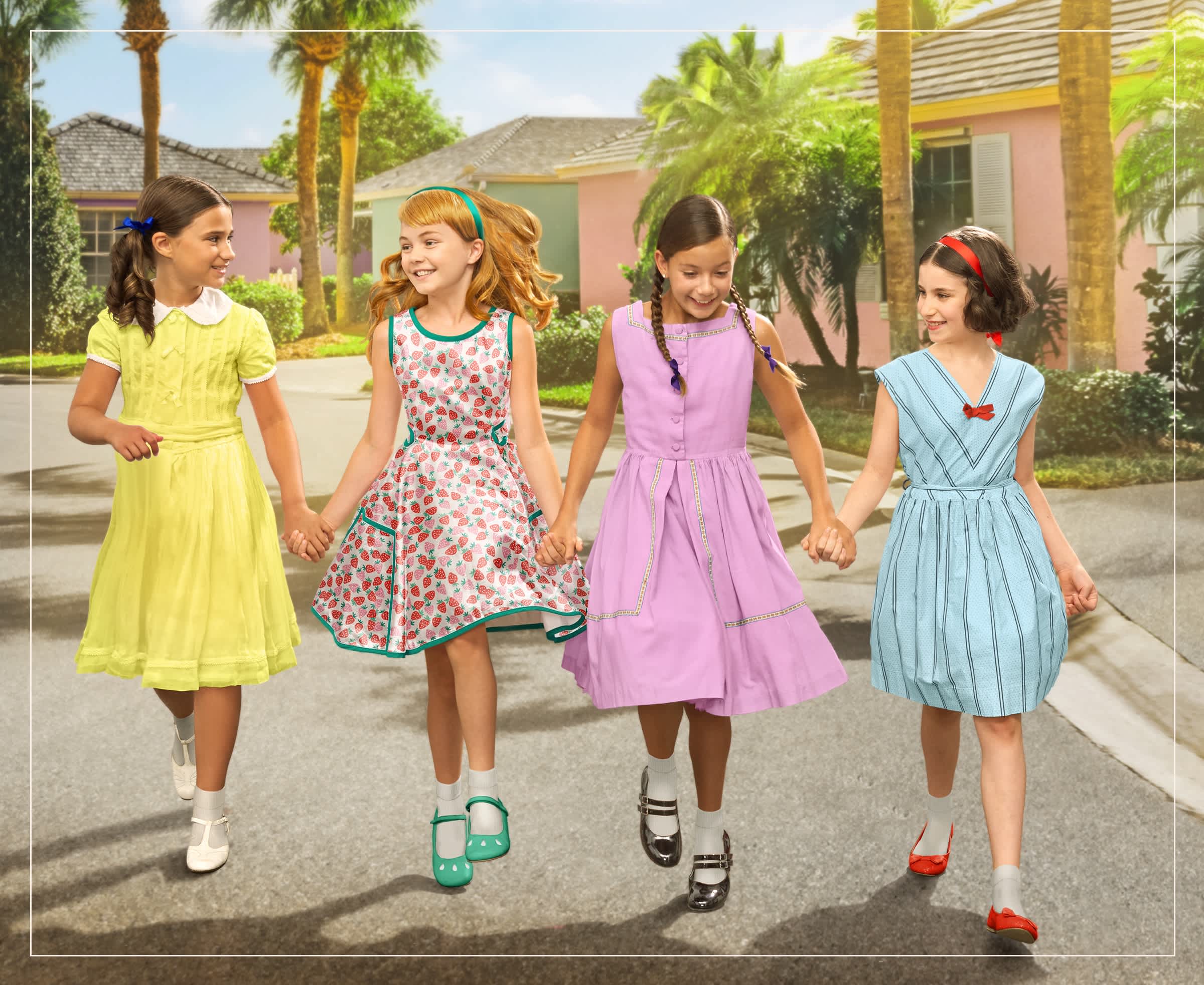 Maryellen Larkin and her friends walking down the street