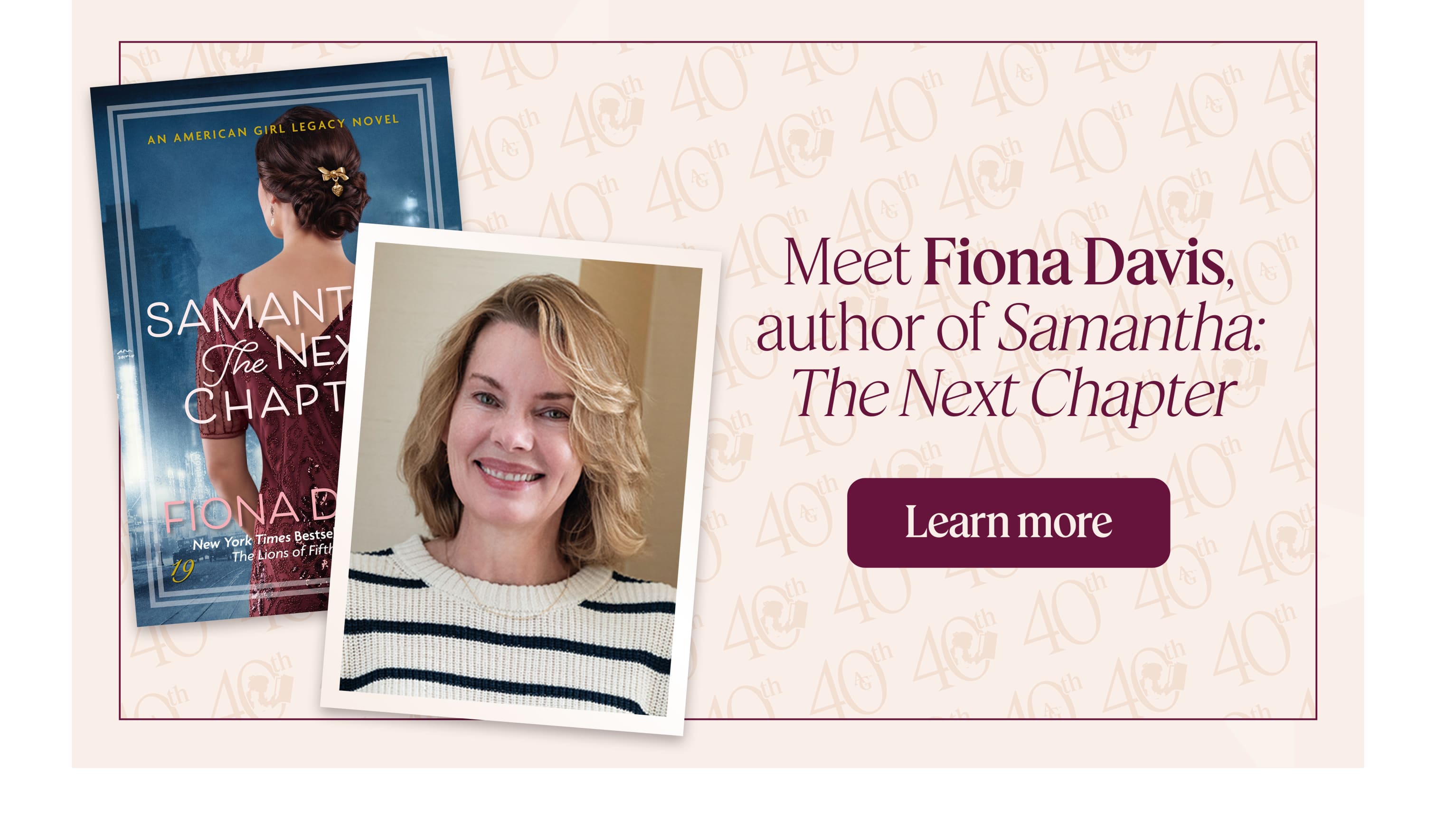 Meet Fiona Davis. Author of Samantha: The Next Chapter. Learn more.