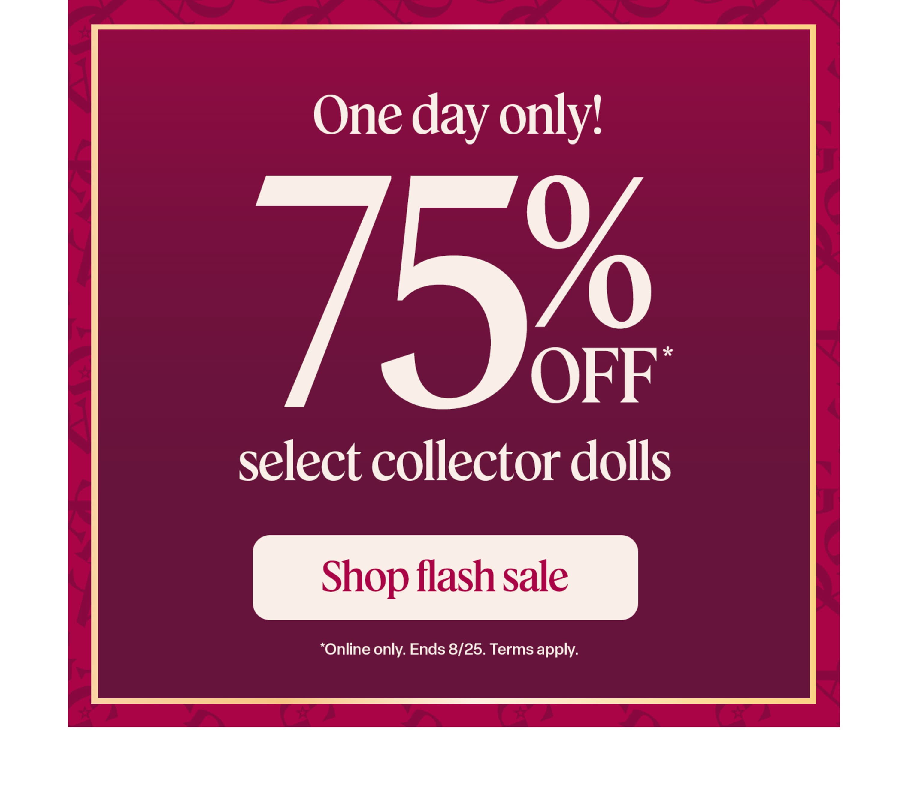 Save 75% on Disney Princess Cinderella and Peaches ‘n Cream Barbie collector dolls. Online only. Terms apply.