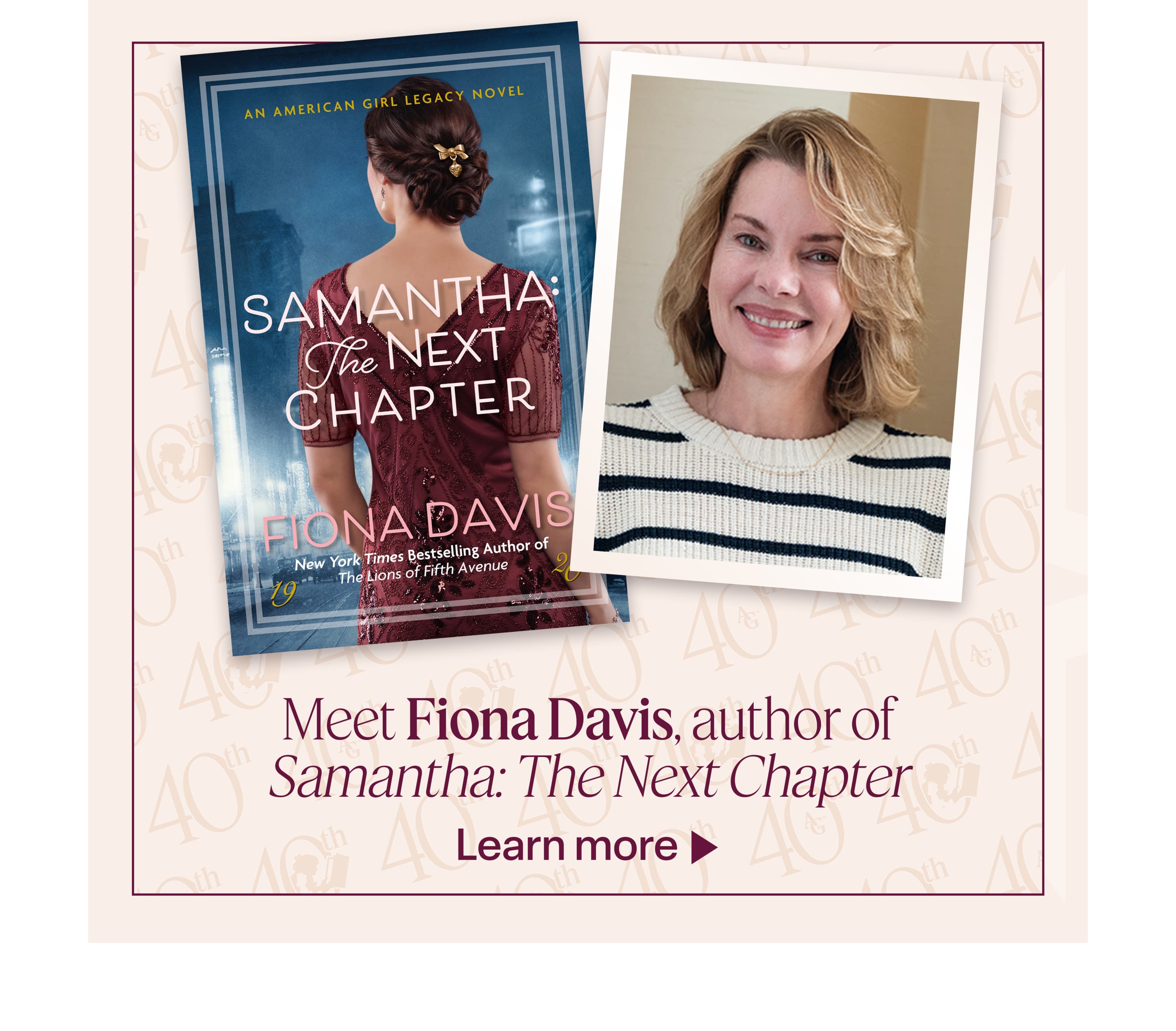 Meet Fiona Davis. Author of Samantha: The Next Chapter. Learn more.