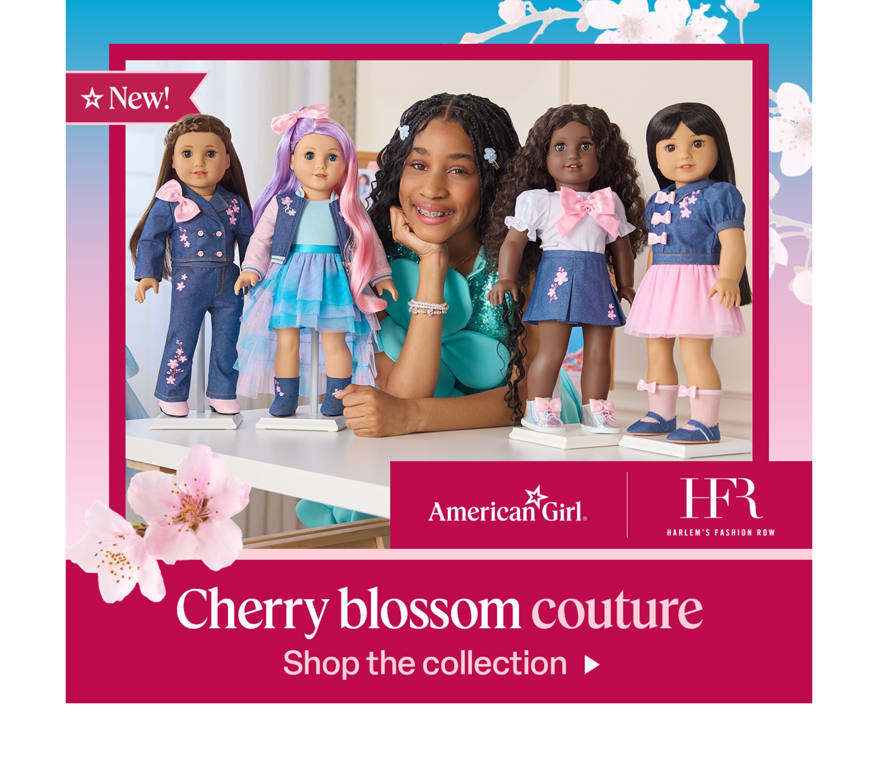 Shop the new American Girl® x Harlem's Fashion Row® Cherry Blossom Couture collection for girls and dolls.