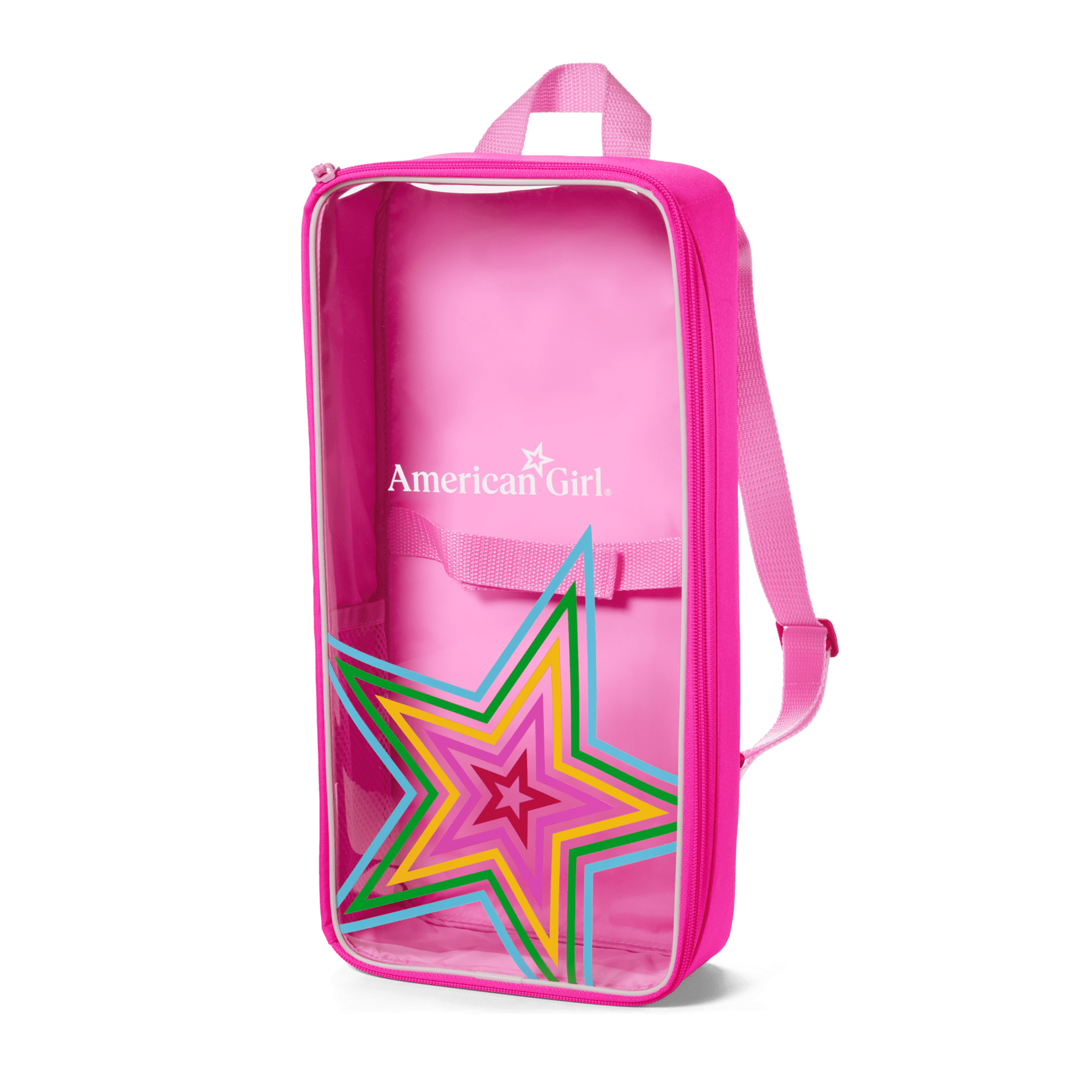 badger basket doll travel backpack star pattern Double Case - Fits 18 Inch Dolls - Includes 2 Doll Beds, Blankets, Storage Compartments, Carry Handle cooperative play with siblings and friends Doll Travel Backpack For 18