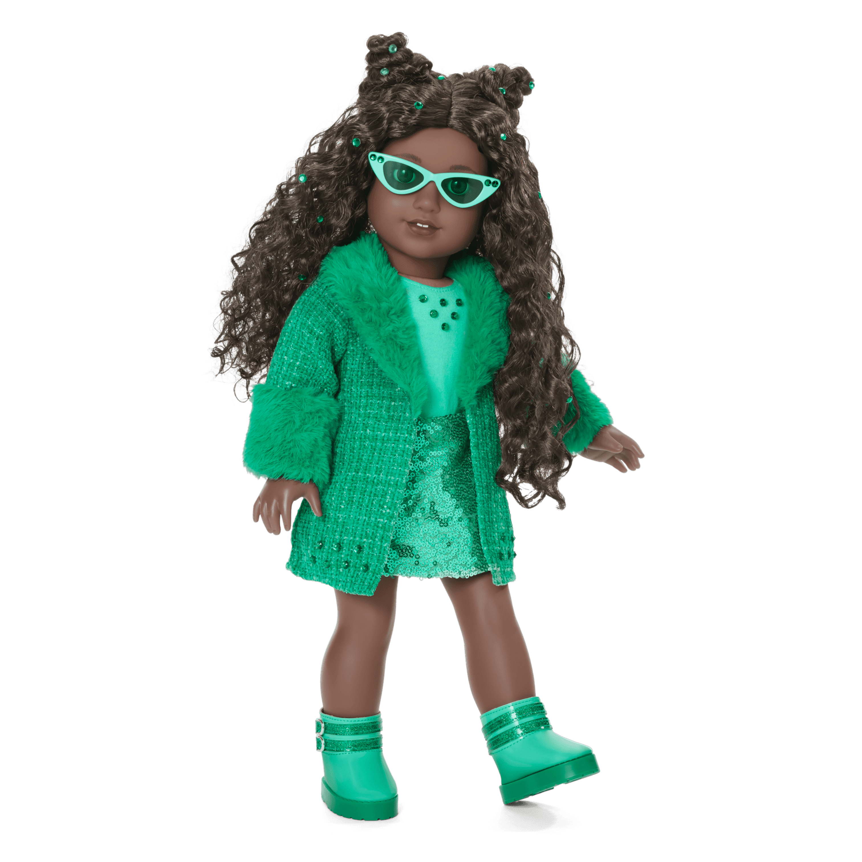 DUORUI Ensemble Hiver Pour Poupée American Girl 18 Pouces – Manteau Col Peluche + Pantalon – Tenue Douce Et Tendance